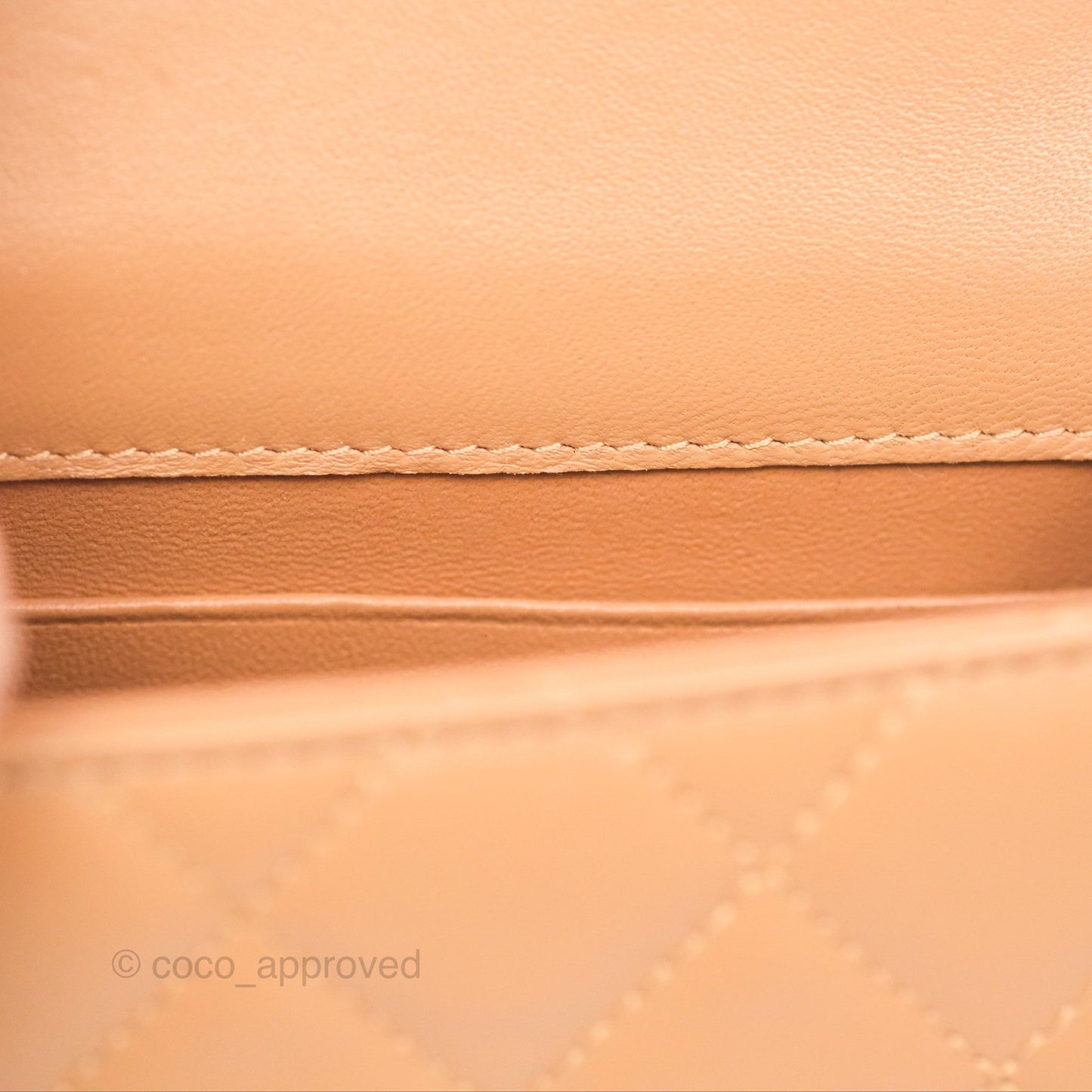 Chanel Mini Handle Clutch With Chain Caramel Lambskin Gold Hardware