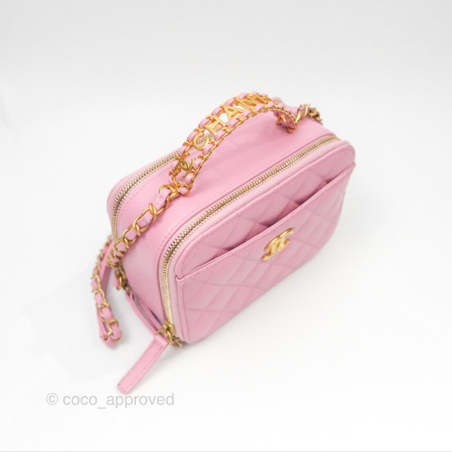 Chanel Caviar Quilted Pick Me Up Small Vanity Case Light Pink