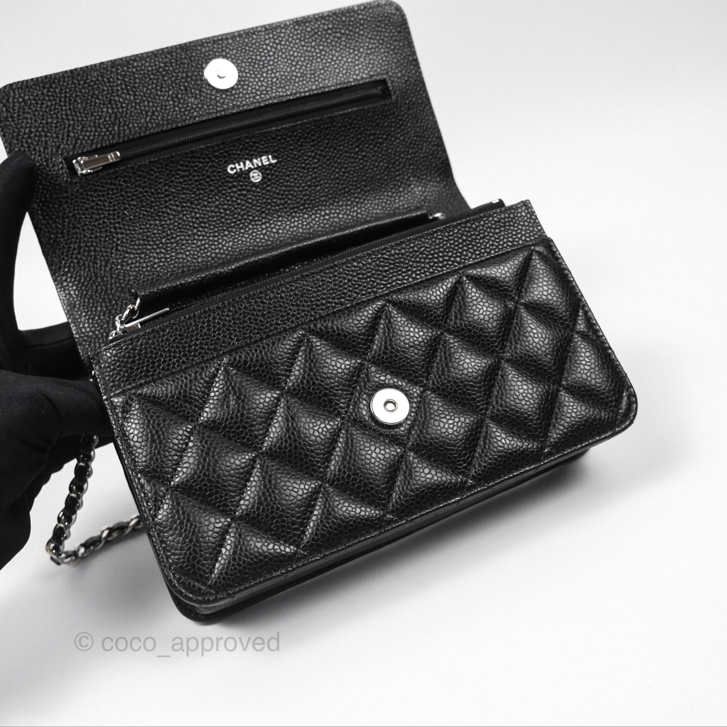 Chanel Quilted Classic WOC Black Caviar Silver Hardware