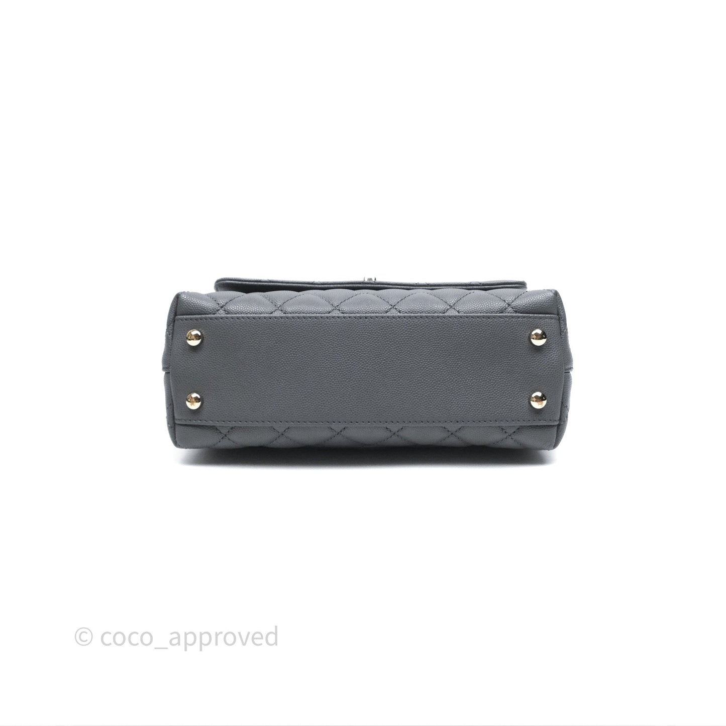 Chanel Small Coco Handle Quilted Grey Caviar Gold Hardware 23K