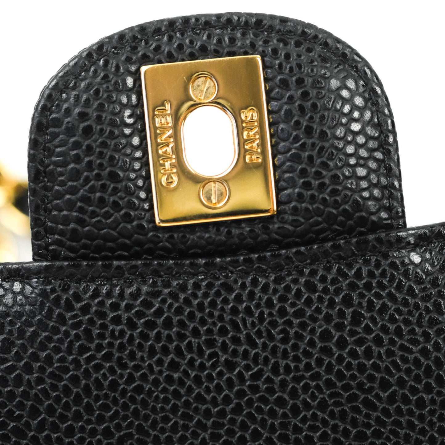 Chanel Quilted M/L Medium Double Flap Black Caviar Gold Hardware