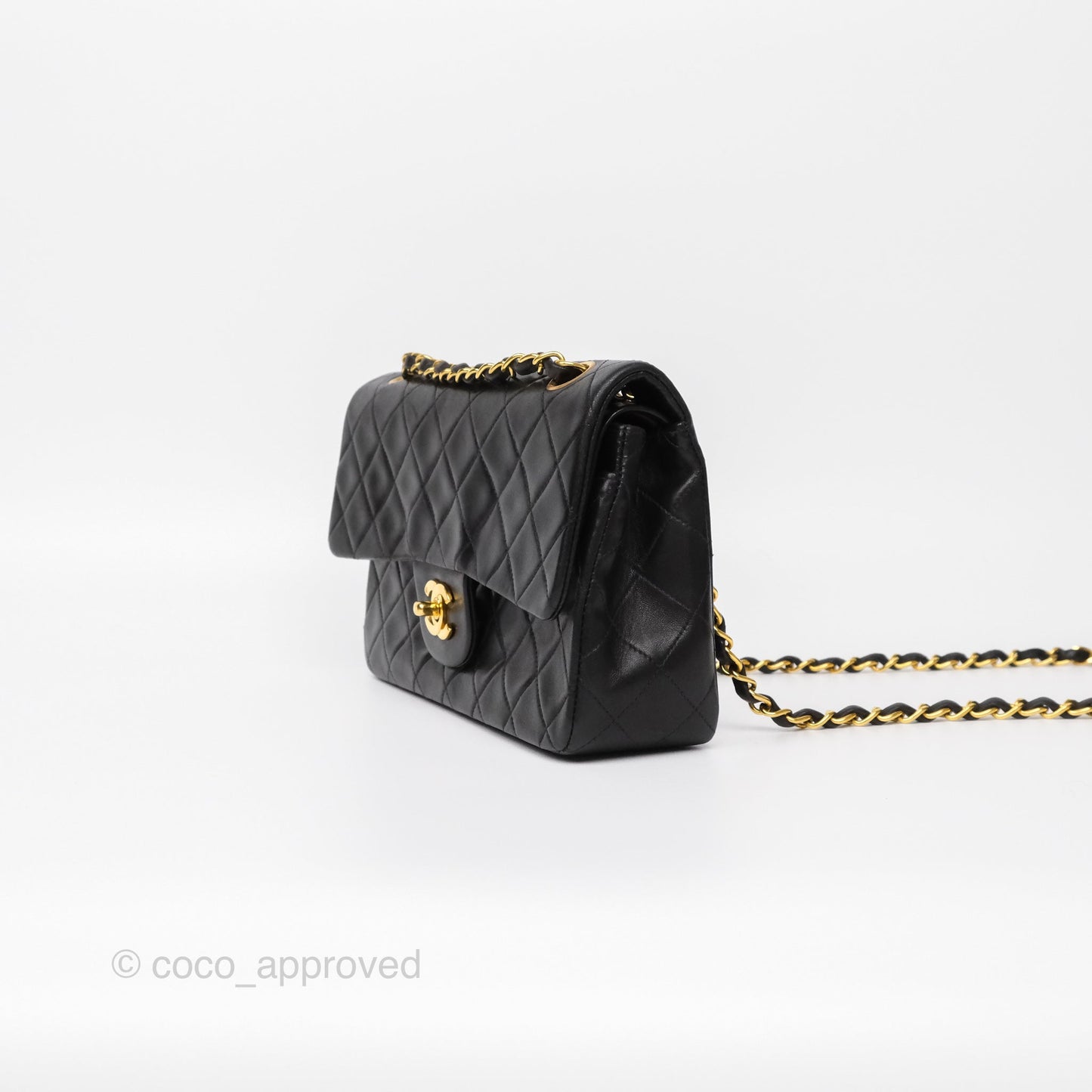Chanel Vintage Small Classic Flap Black Lambskin 24K Gold Hardware