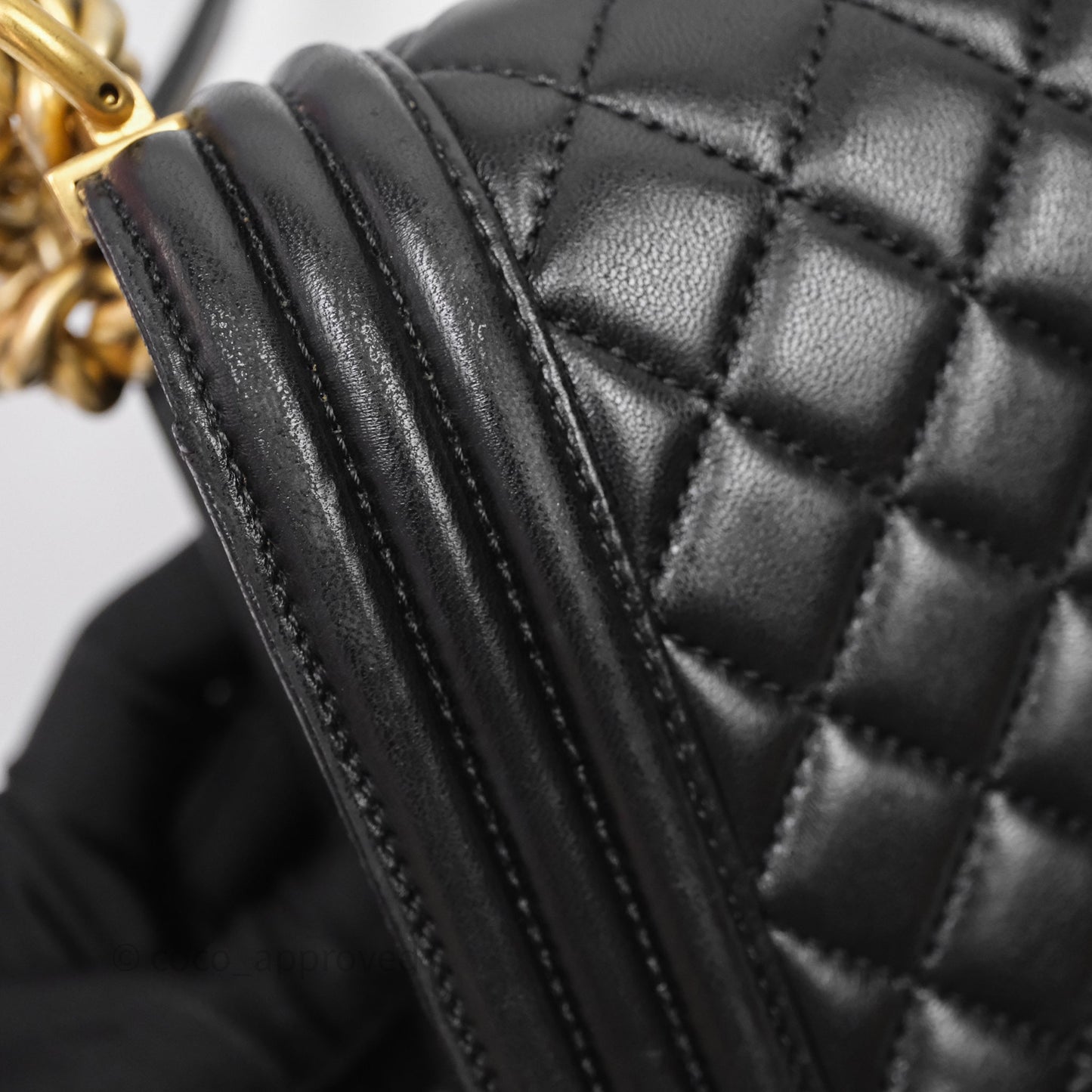 Chanel Medium Boy Quilted Black Lambskin Aged Gold Hardware