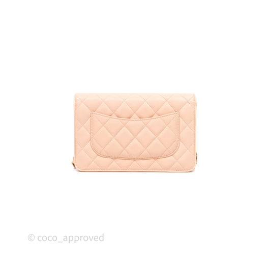 Chanel Quilted Classic Wallet on Chain WOC Pink Caviar Gold Hardware