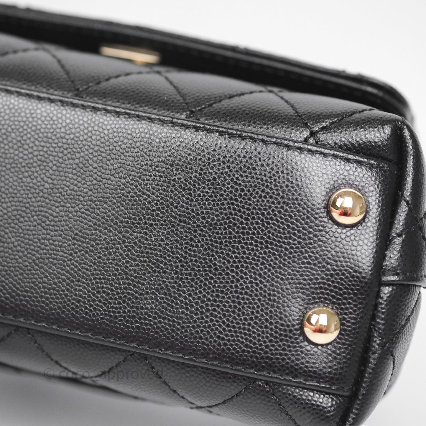 Chanel Mini Coco Handle Quilted Black Caviar Gold Hardware