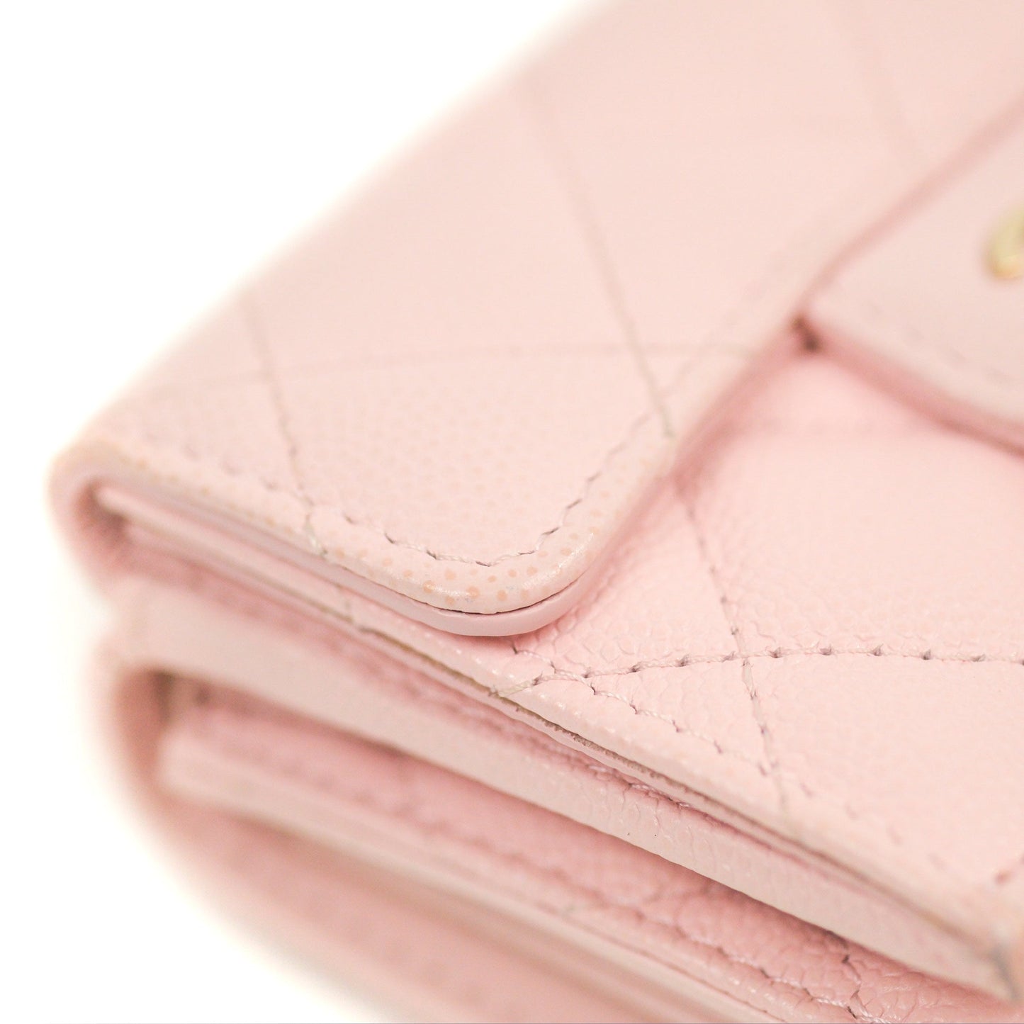 Chanel Quilted Small Classic Flap Trifold Wallet Pink Caviar Gold Hardware