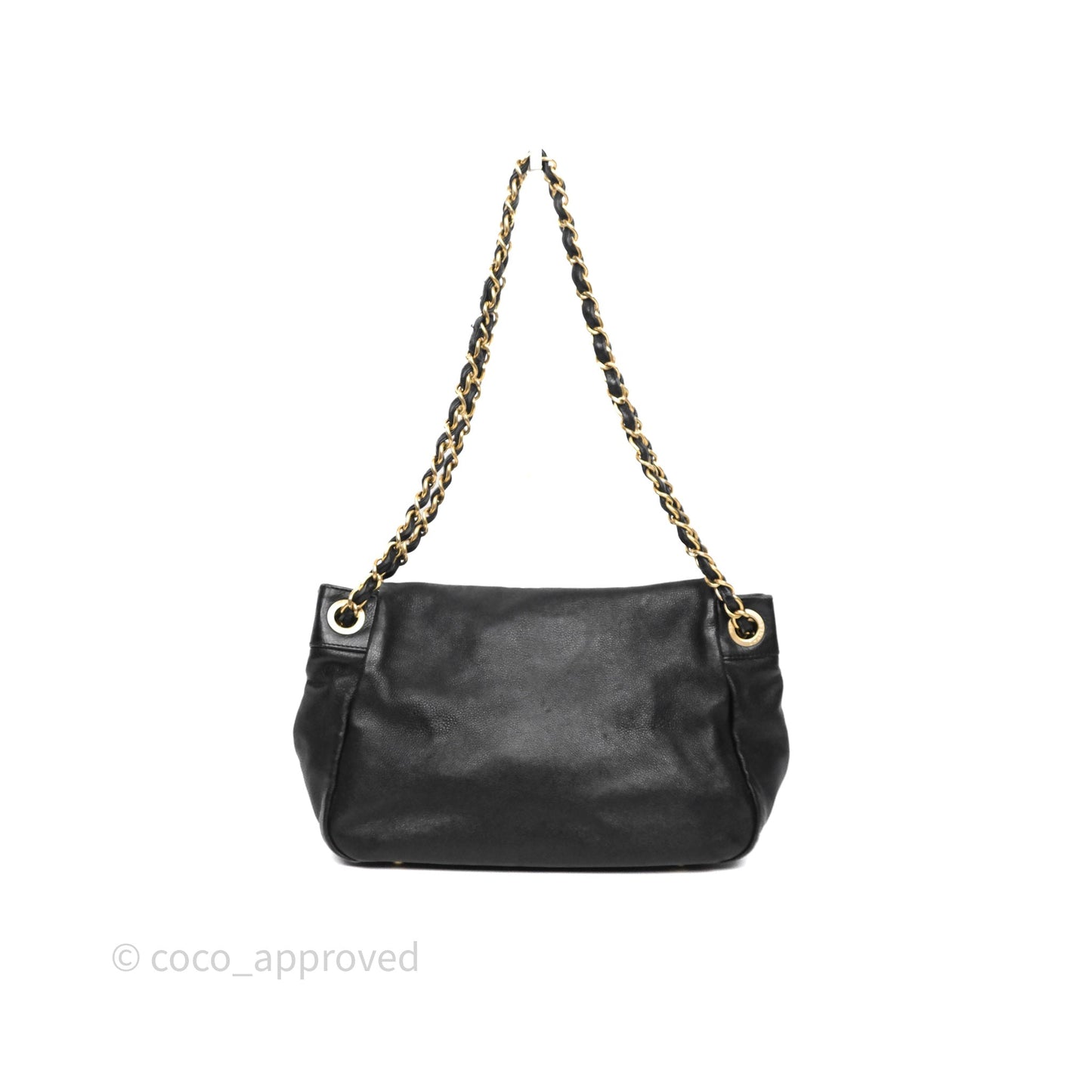 Chanel Mosaic Studs Accordion Flap Bag Black Calfskin Aged Gold Hardware