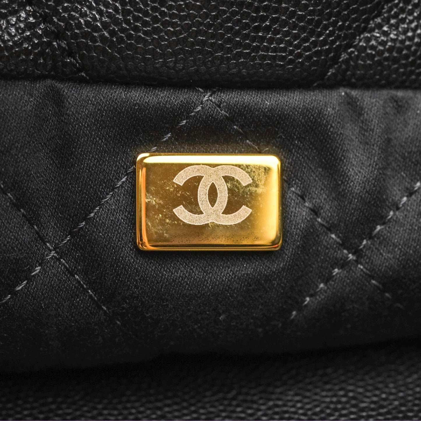 Chanel 22 Small Black Shiny Caviar Aged Gold Hardware