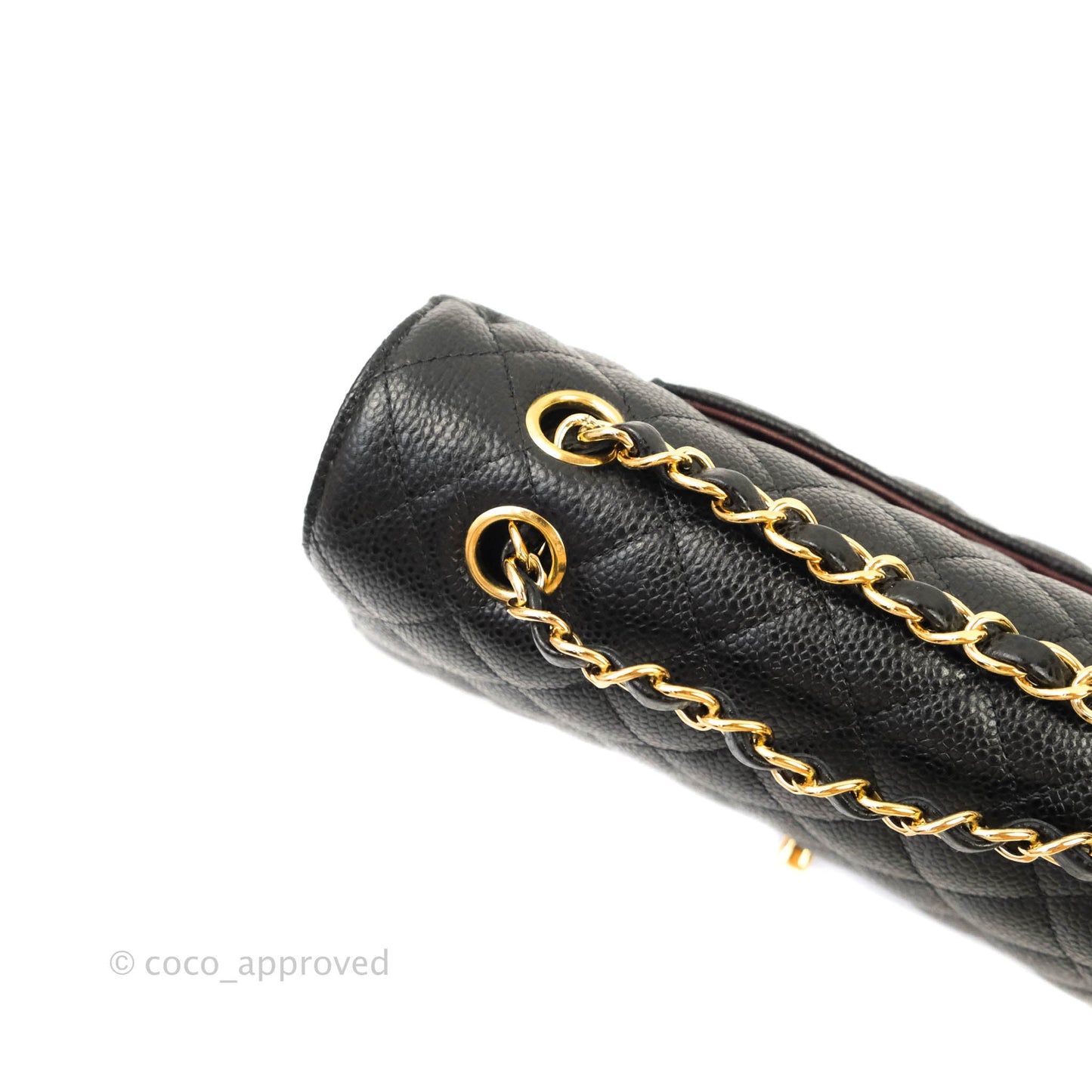 Chanel Quilted M/L Medium Double Flap Black Caviar Gold Hardware