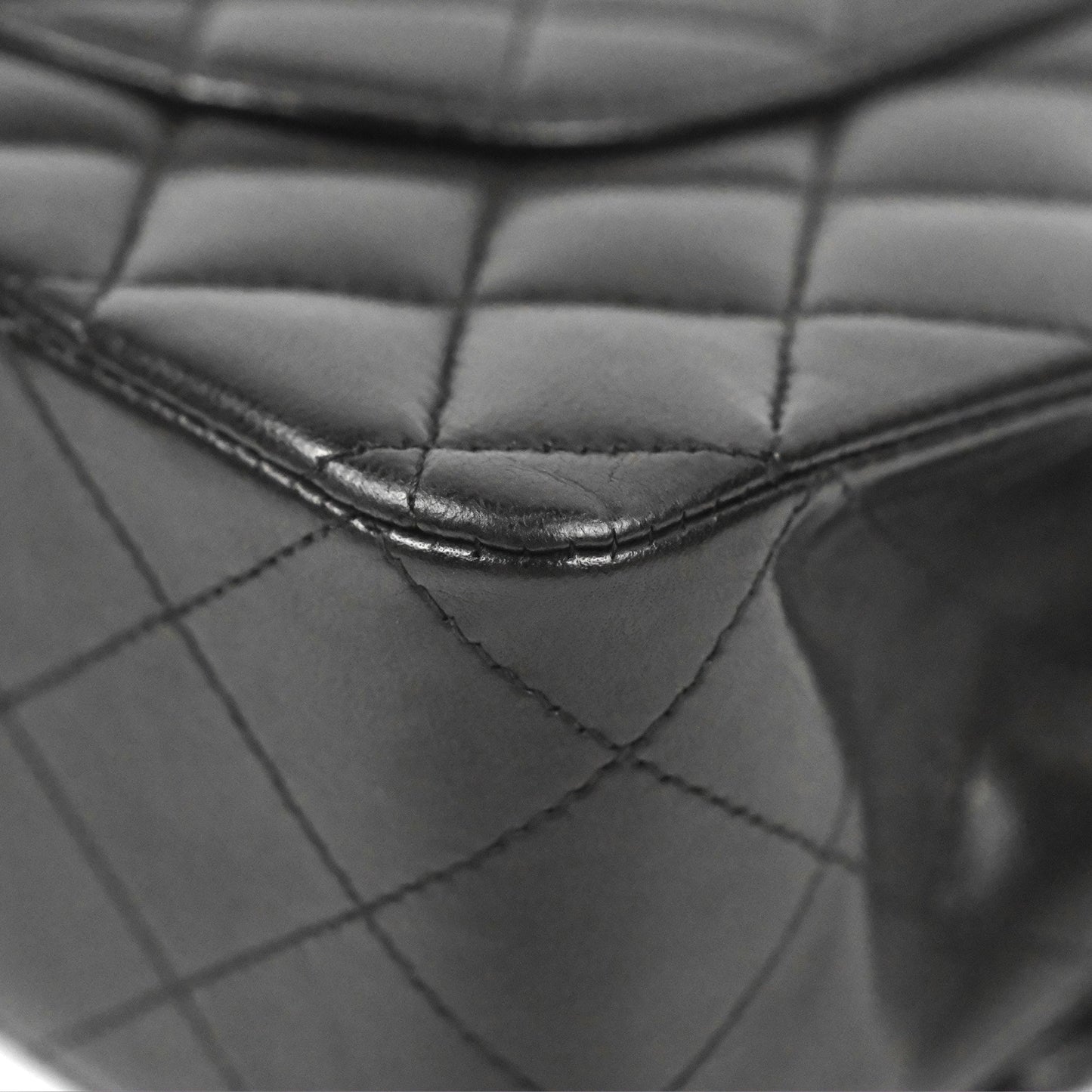 Chanel Classic M/L Medium Flap Quilted Black Lambskin Silver Hardware