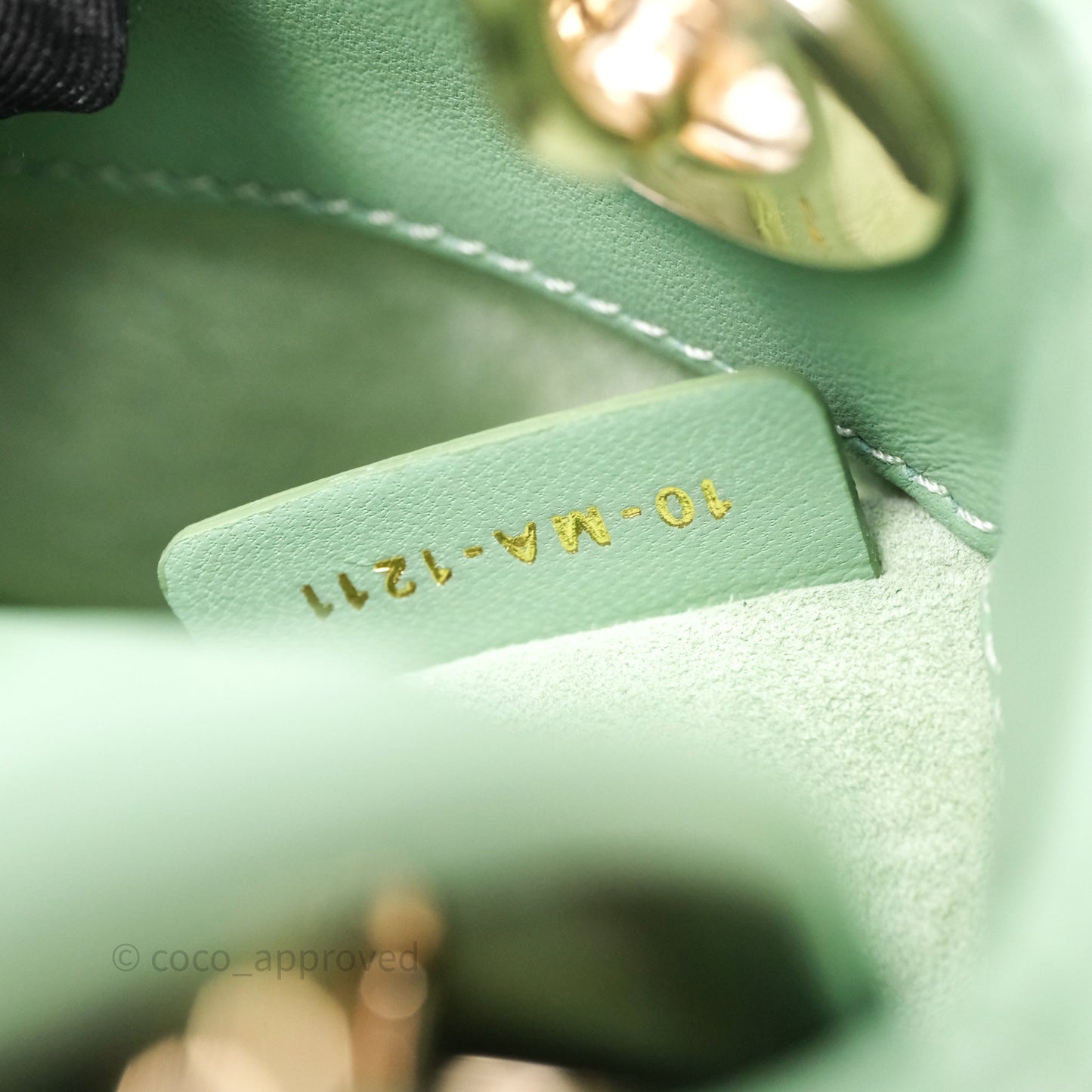Christian Dior Micro Lady Dior Green Lambskin Cannage Gold Hardware