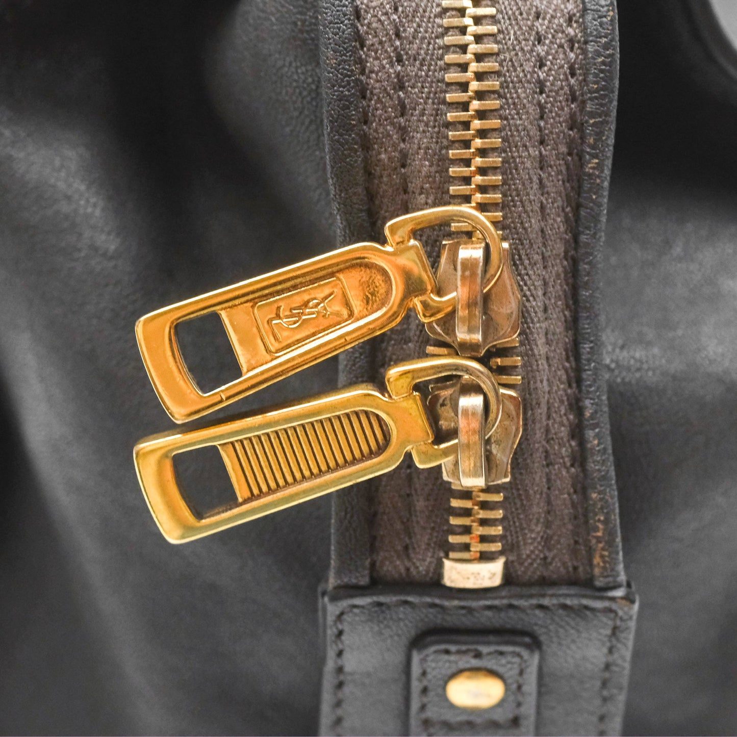 Saint Laurent Chyc Bag Dark Grey Calfskin Gold Hardware