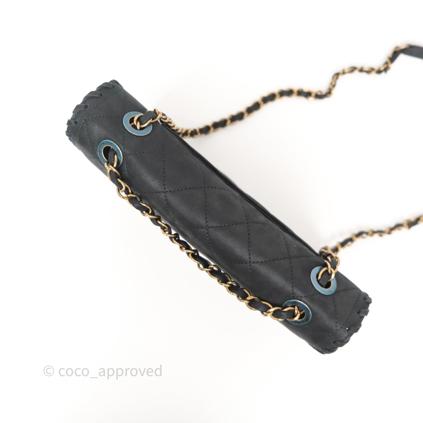 Chanel Braided Flap Bag Black Nubuck Aged Gold Hardware