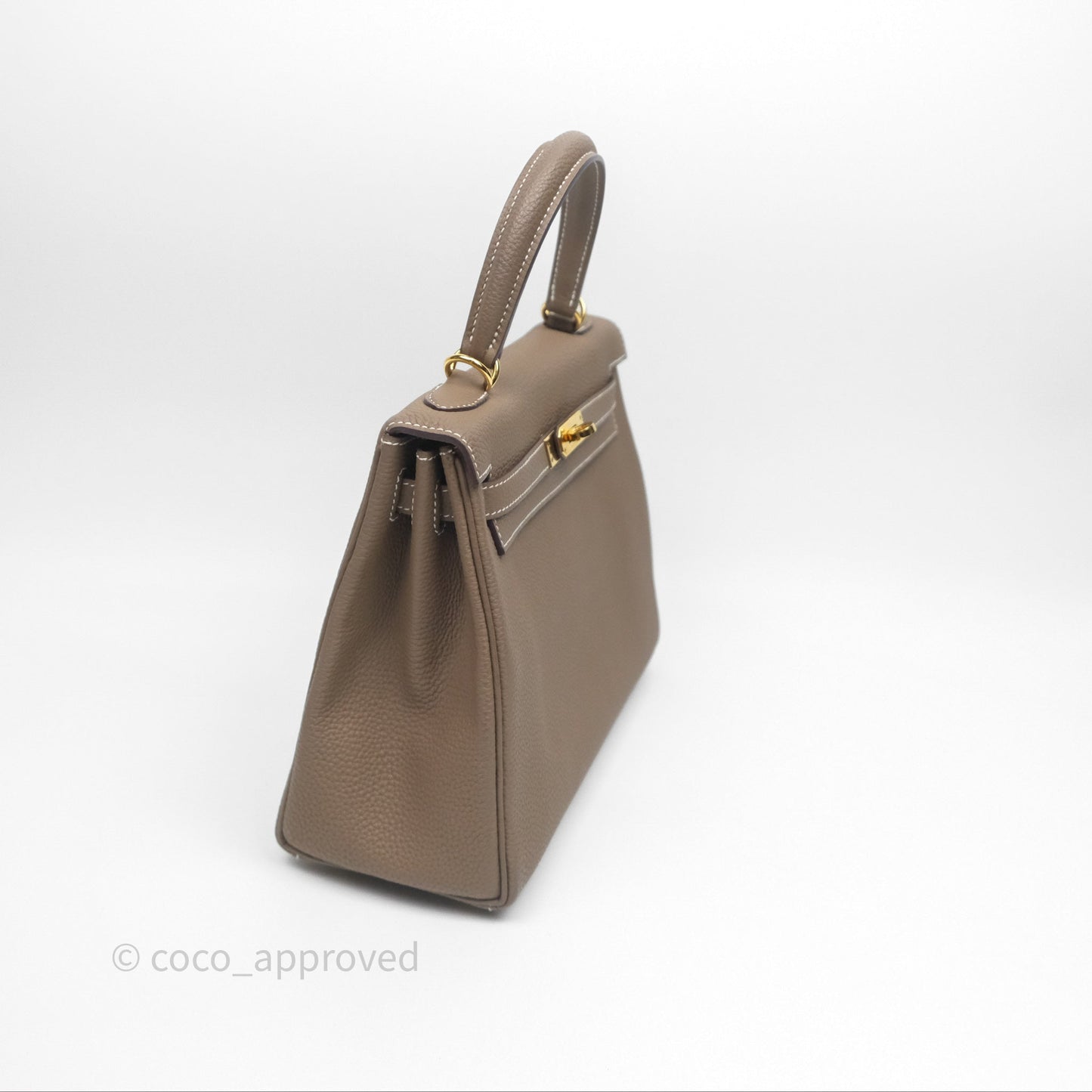 Hermès Retourne Kelly 25 Etoupe 18 Togo Gold Hardware