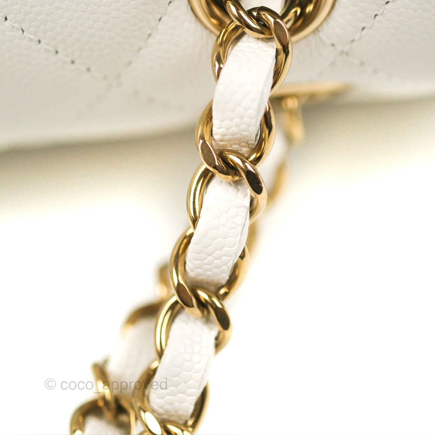Chanel Classic M/L Medium Flap Quilted White Caviar Gold Hardware