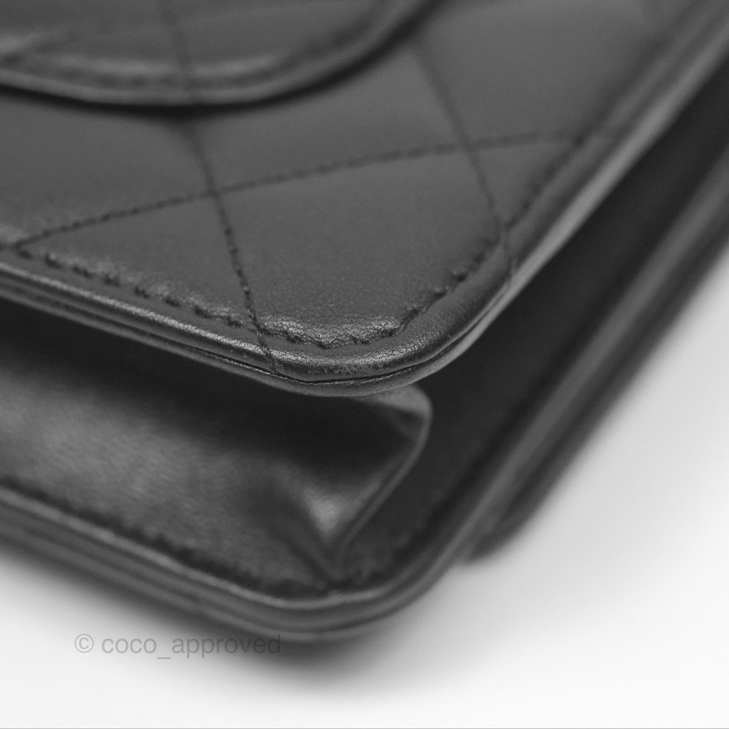Chanel Quilted Classic Wallet on Chain WOC Black Lambskin Silver Hardware