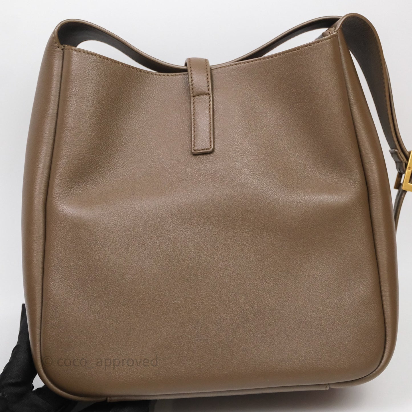 Saint Laurent LE 5 à 7 Supple Small Choco Brown Grained Leather Gold Hardware