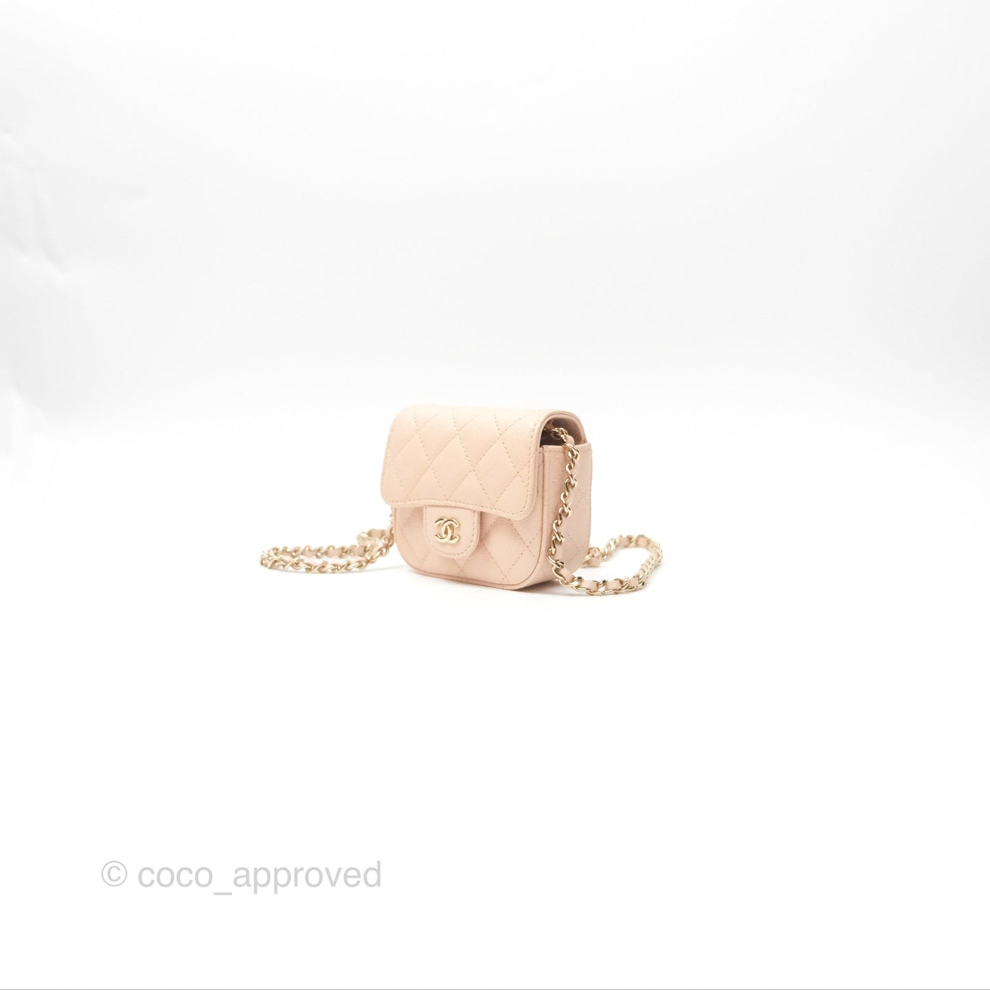 Chanel Mini Clutch With Chain Light Pink Caviar Gold Hardware