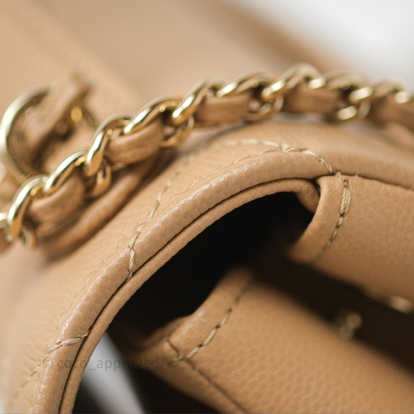 Chanel Quilted Small Business Affinity Flap Beige Caviar Gold Hardware