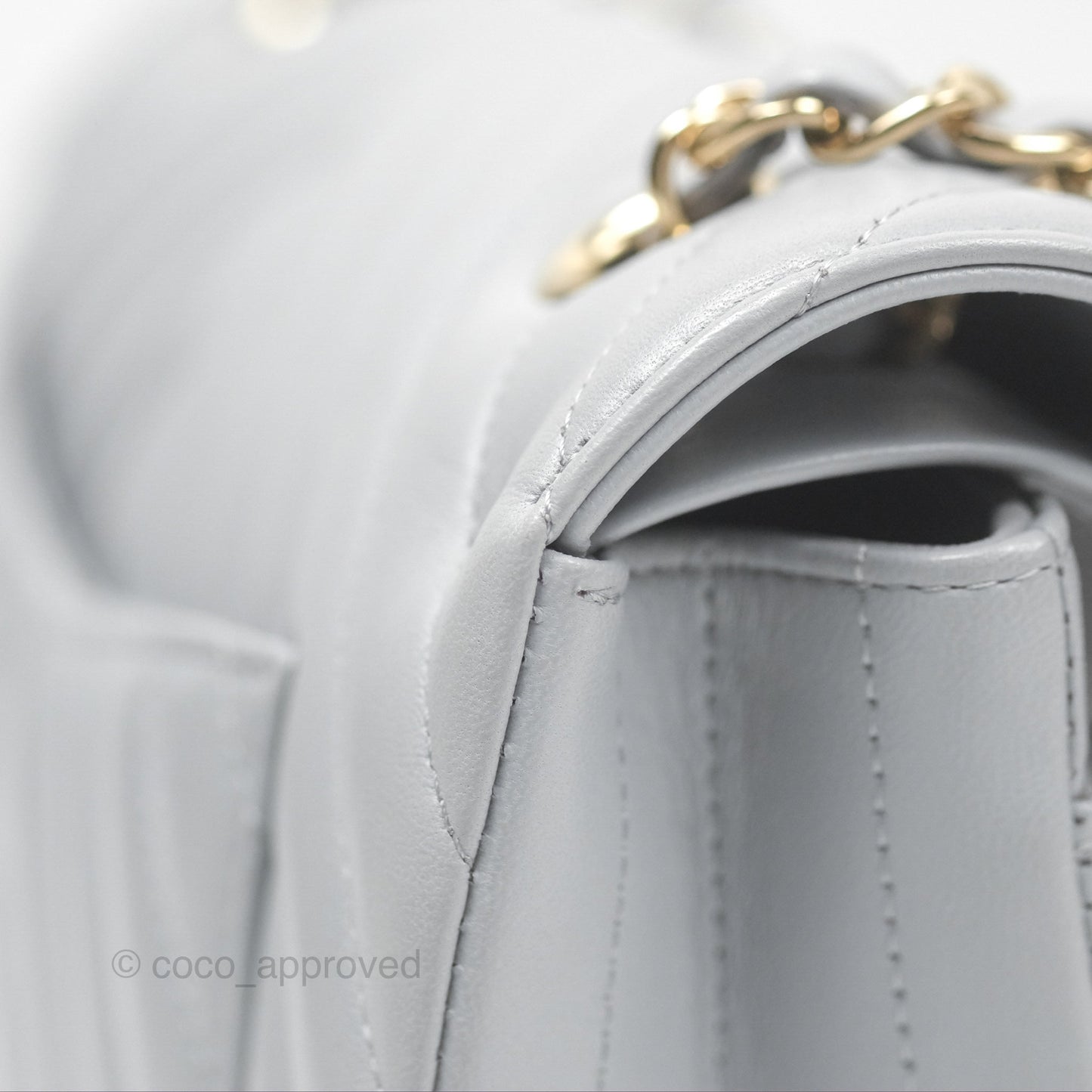 Chanel Small Classic Chevron Flap Grey Lambskin Gold Hardware