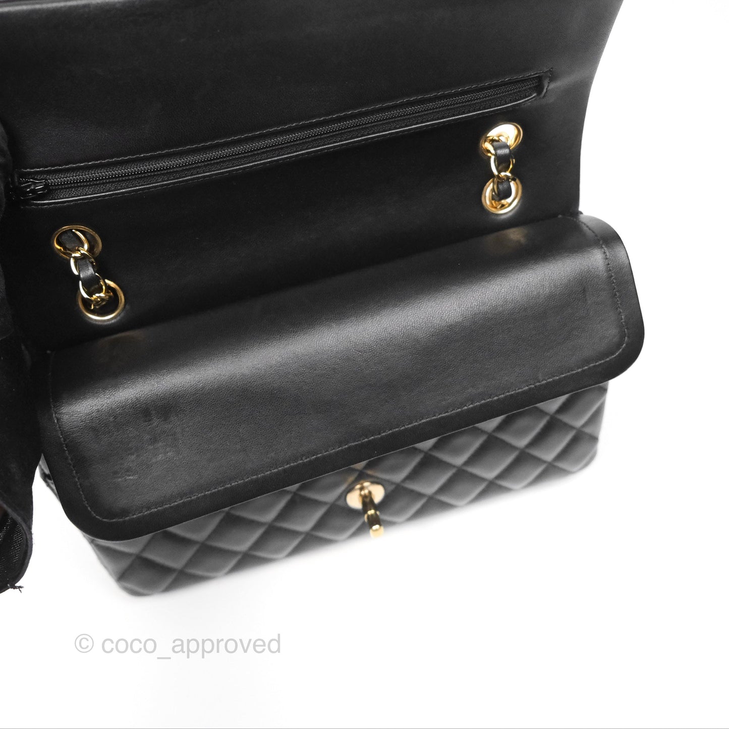 Chanel Classic M/L Medium Flap Quilted Black Lambskin Gold Hardware