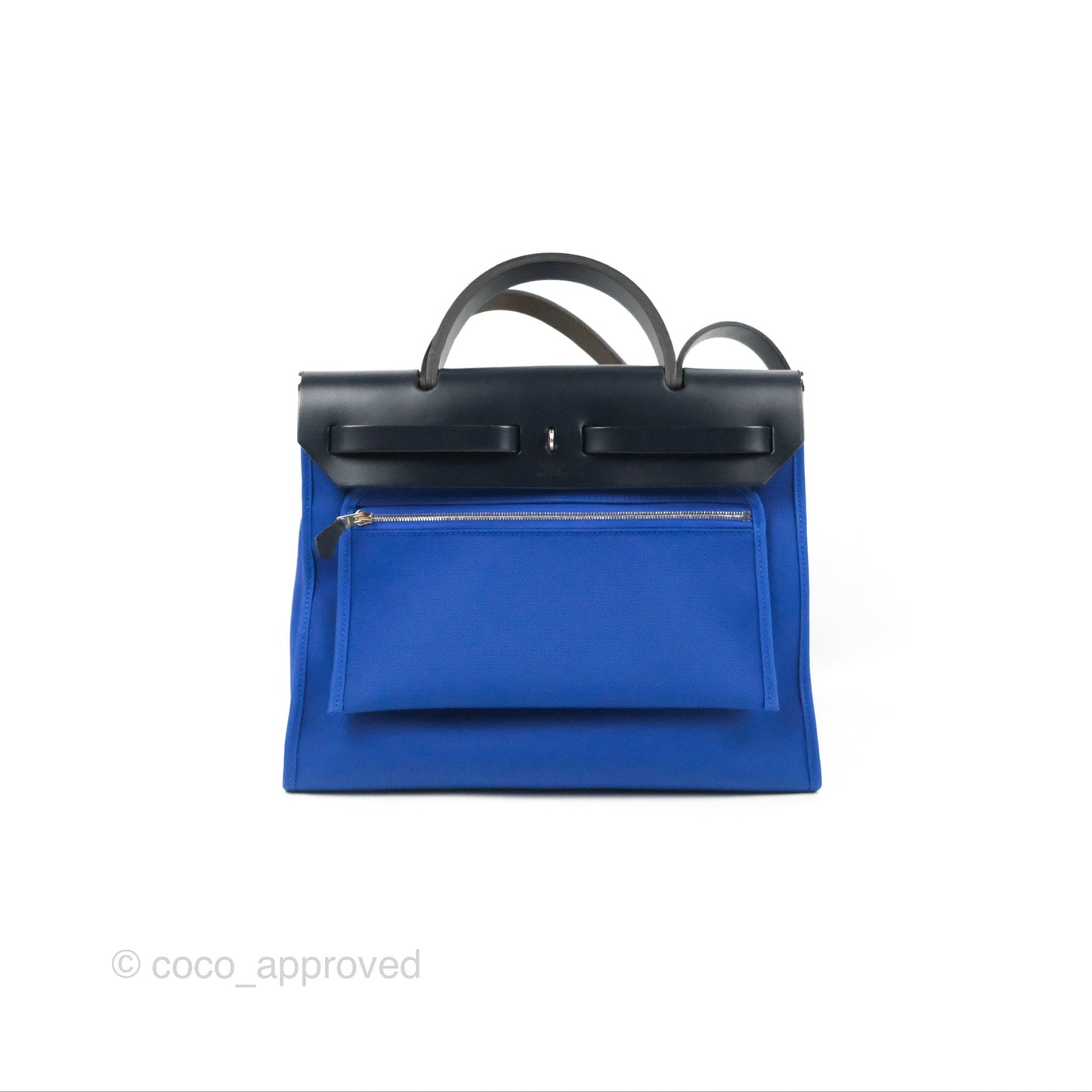 Hermès Herbag Zip 31 Bleu Électrique & Bleu Indigo Canvas Palladium Hardware