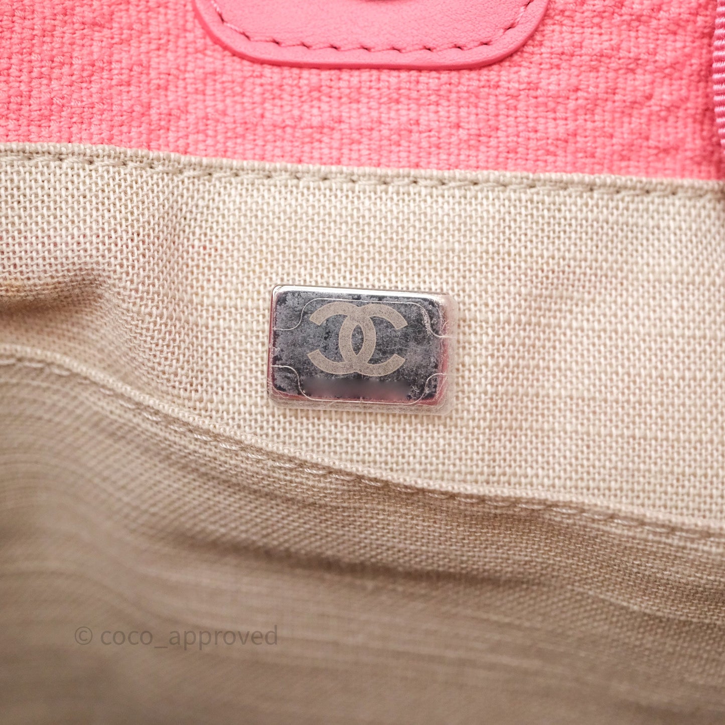 Chanel New Small Deauville Tote Pink Cotton Sliver Hardware