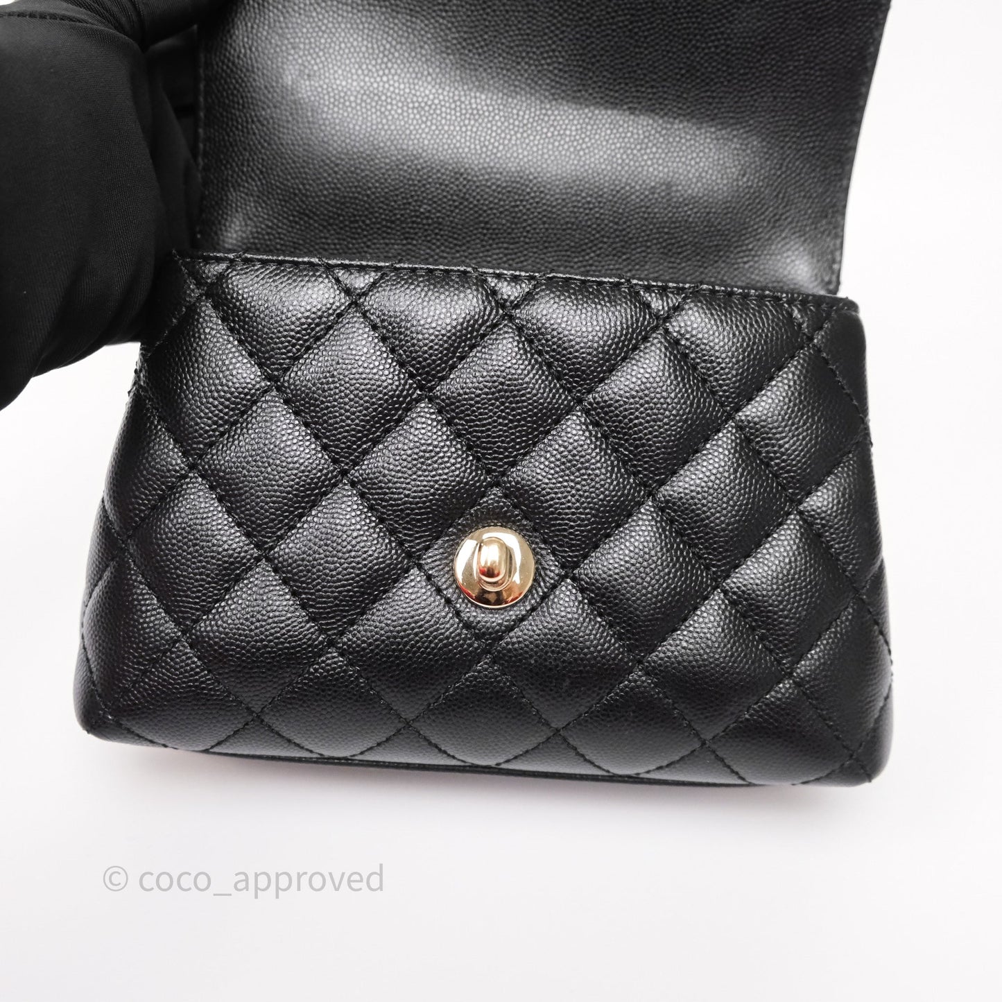 Chanel Mini Coco Handle Quilted Black Caviar Gold Hardware