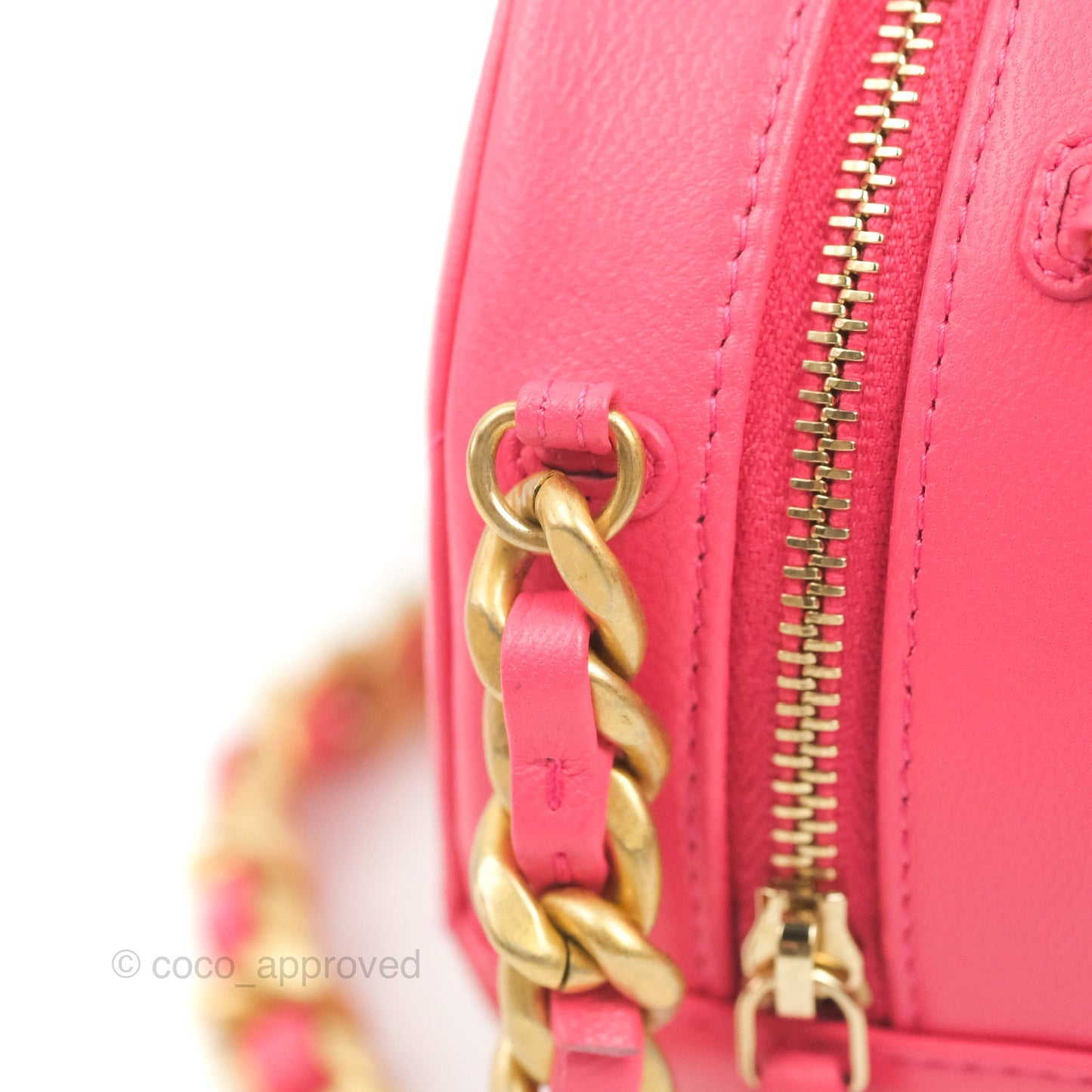 Chanel 19 Round Clutch With Chain Dark Pink Mixed Hardware