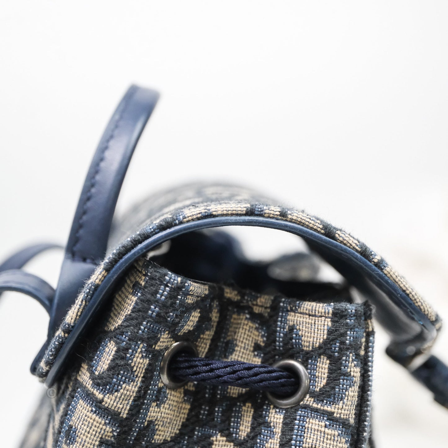 Christian Dior Mini Backpack Oblique Jacquard Beige and Blue