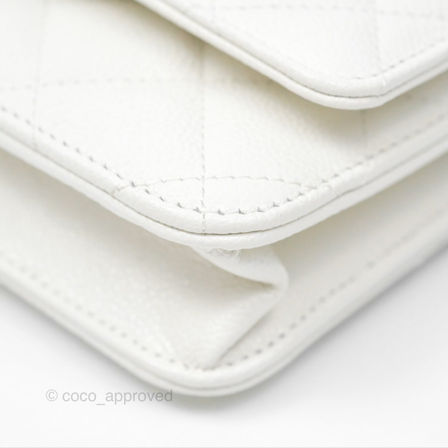 Chanel Classic Quilted Wallet On Chain WOC White Caviar Gold Hardware