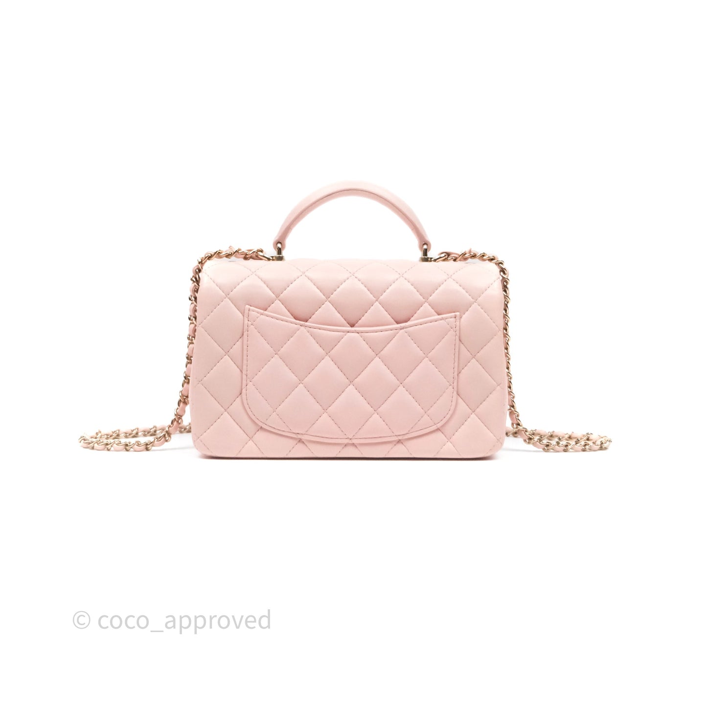 Chanel Top Handle Mini Rectangular Flap Pink Lambskin Gold Hardware