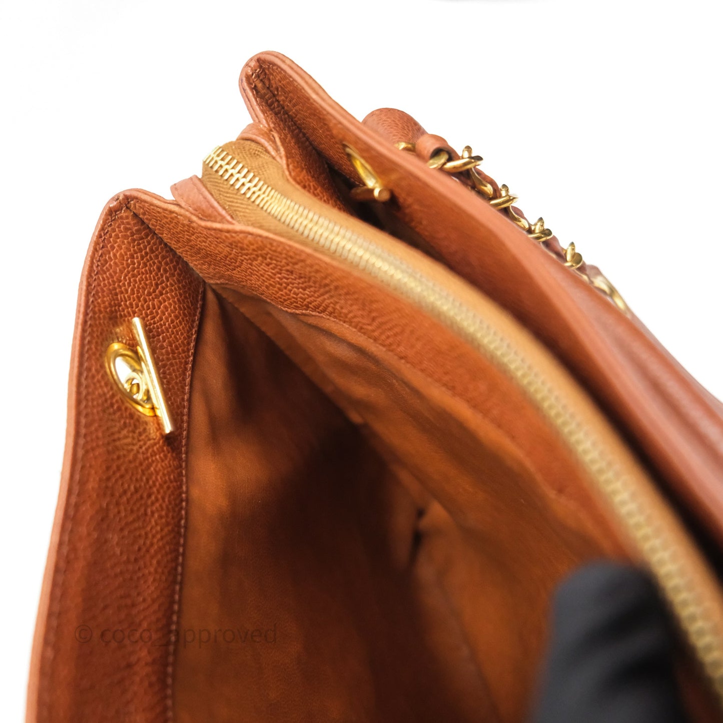 Chanel Vintage Tote Caramel Caviar 24K Gold Hardware