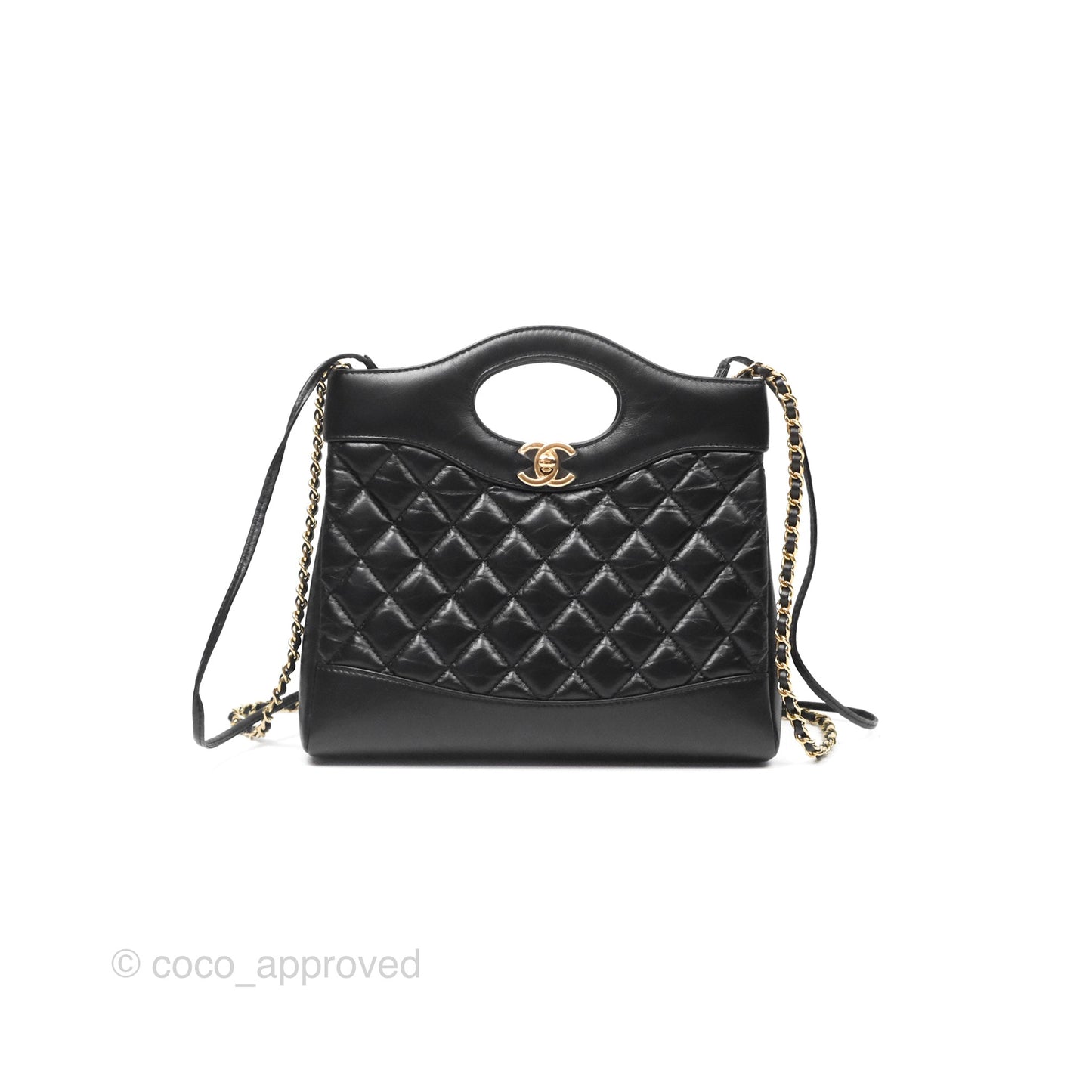 Chanel 31 Mini Black Aged Calfskin Gold Hardware