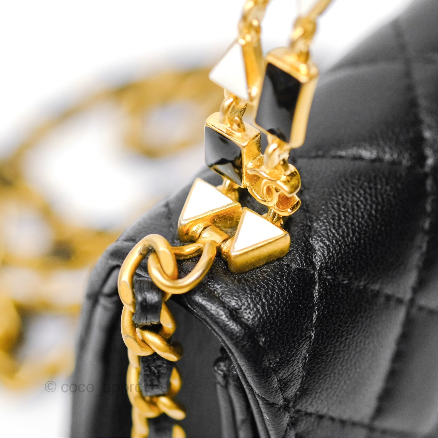 Chanel Mini Enamel Handle Clutch on Chain Black Lambskin Gold Hardware 22B