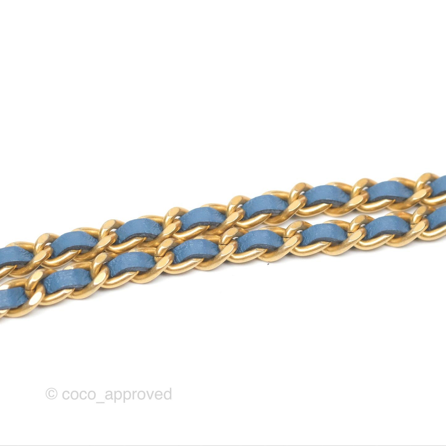 Chanel Quilted Pearl Crush Wallet on Chain WOC Denim Aged Gold Hardware