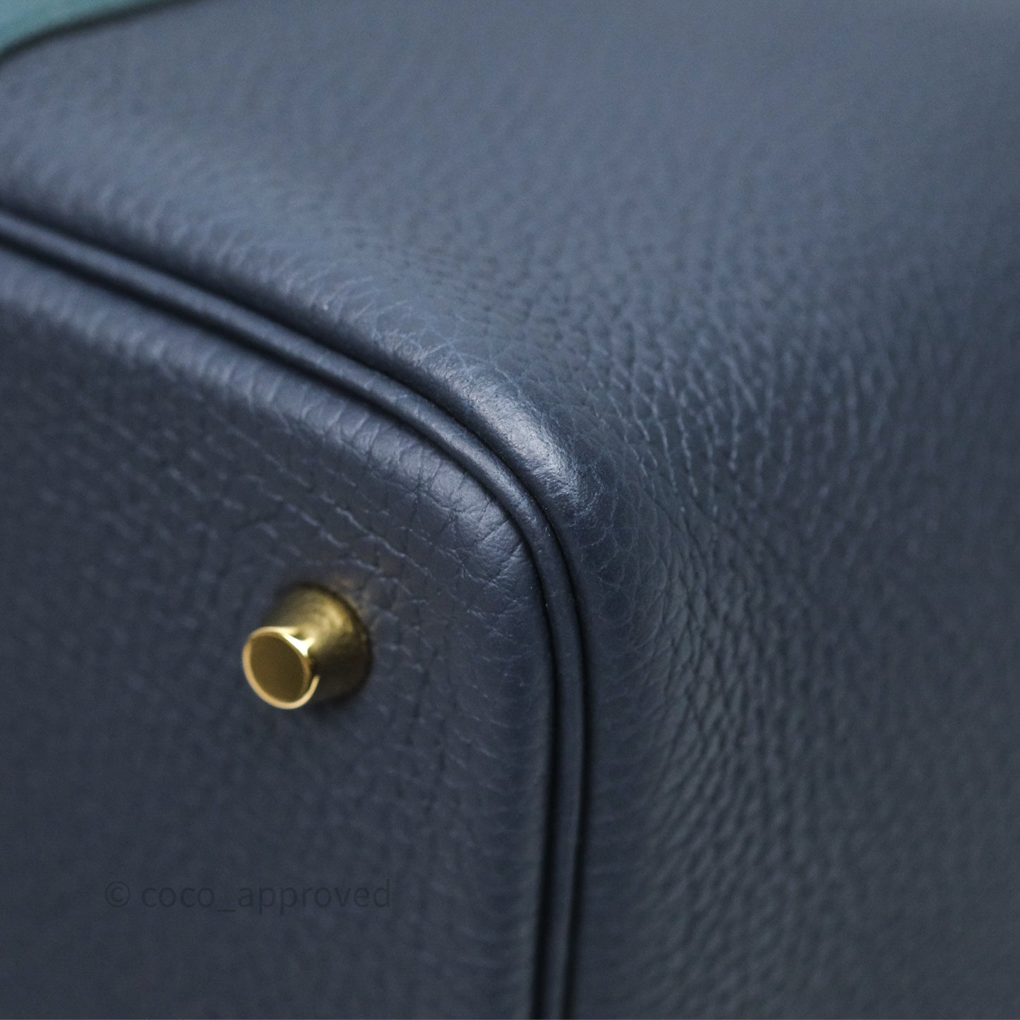 Hermès Picotin Lock 22 Casaque Vert Cyprès 6O/ Bleu Nuit 2Z/ Black Noir 89 Clemence Gold Hardware