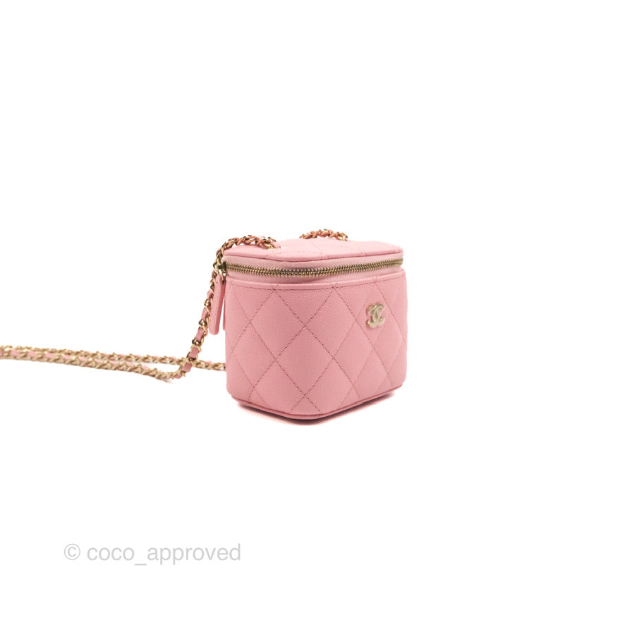 Chanel Mini Vanity With Chain Pink Caviar Gold Hardware