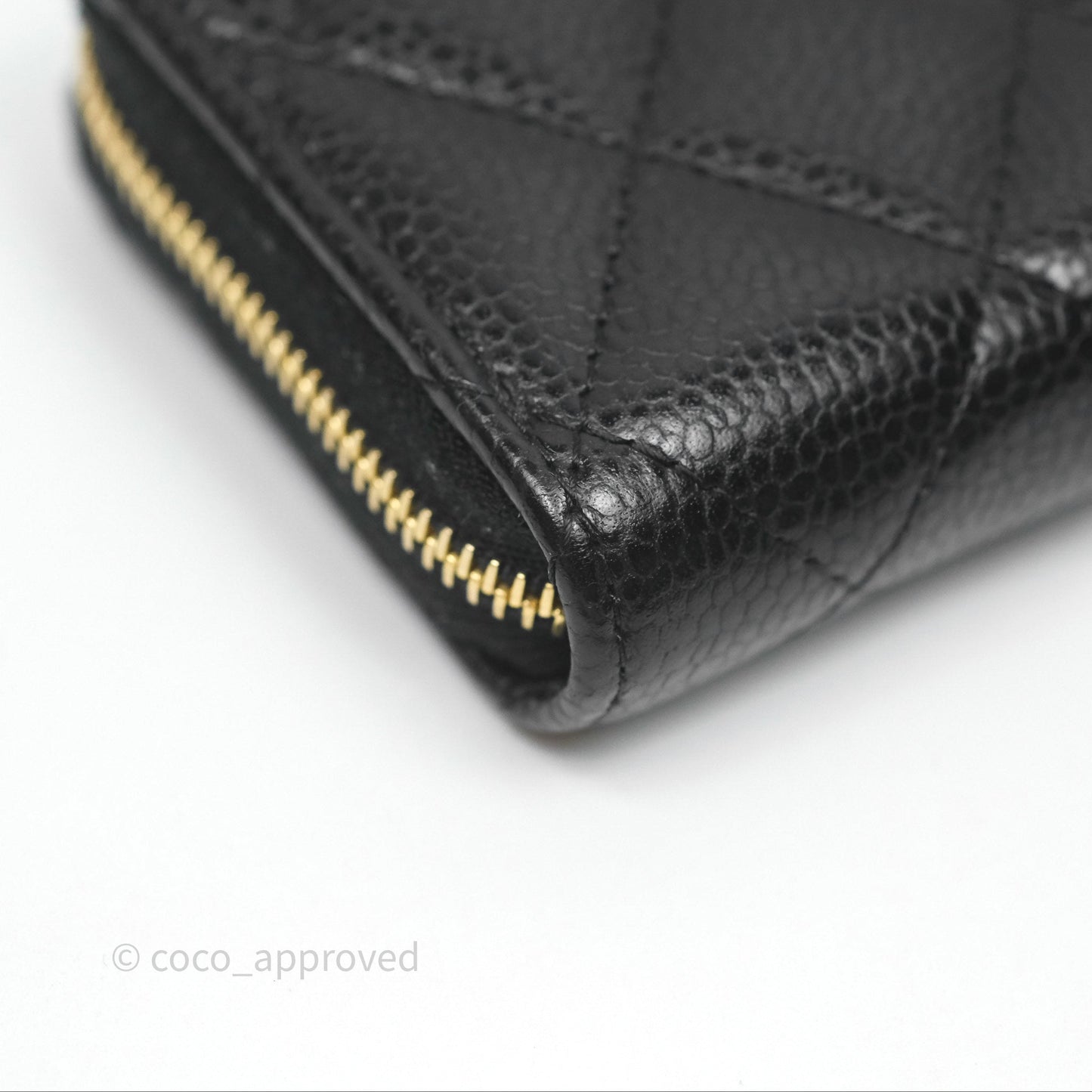 Chanel Quilted Zip Card Holder Black Caviar Gold Hardware