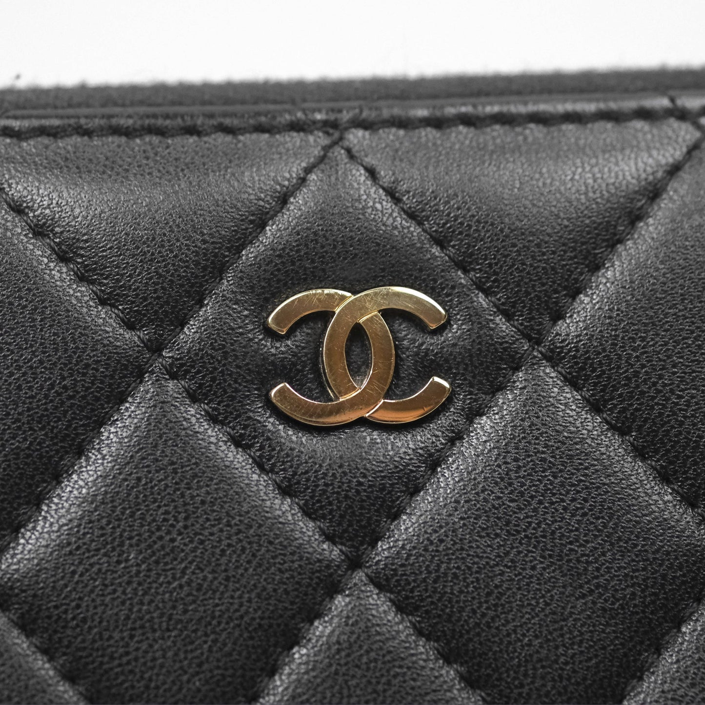 Chanel Zip Around Organiser Wallet Black Lambskin Gold Hardware