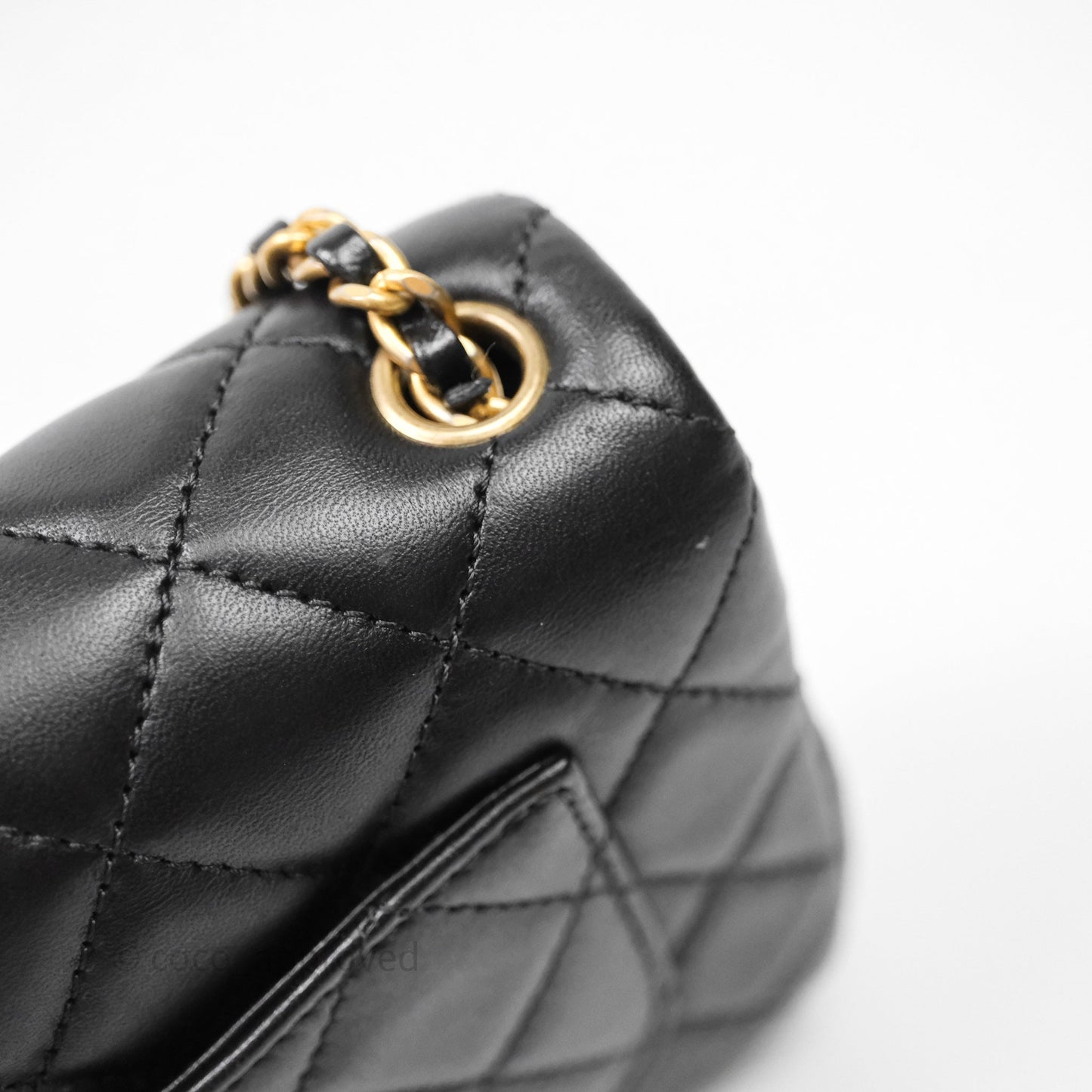 Chanel Mini Rectangular Pearl Crush Quilted Black Lambskin Aged Gold Hardware