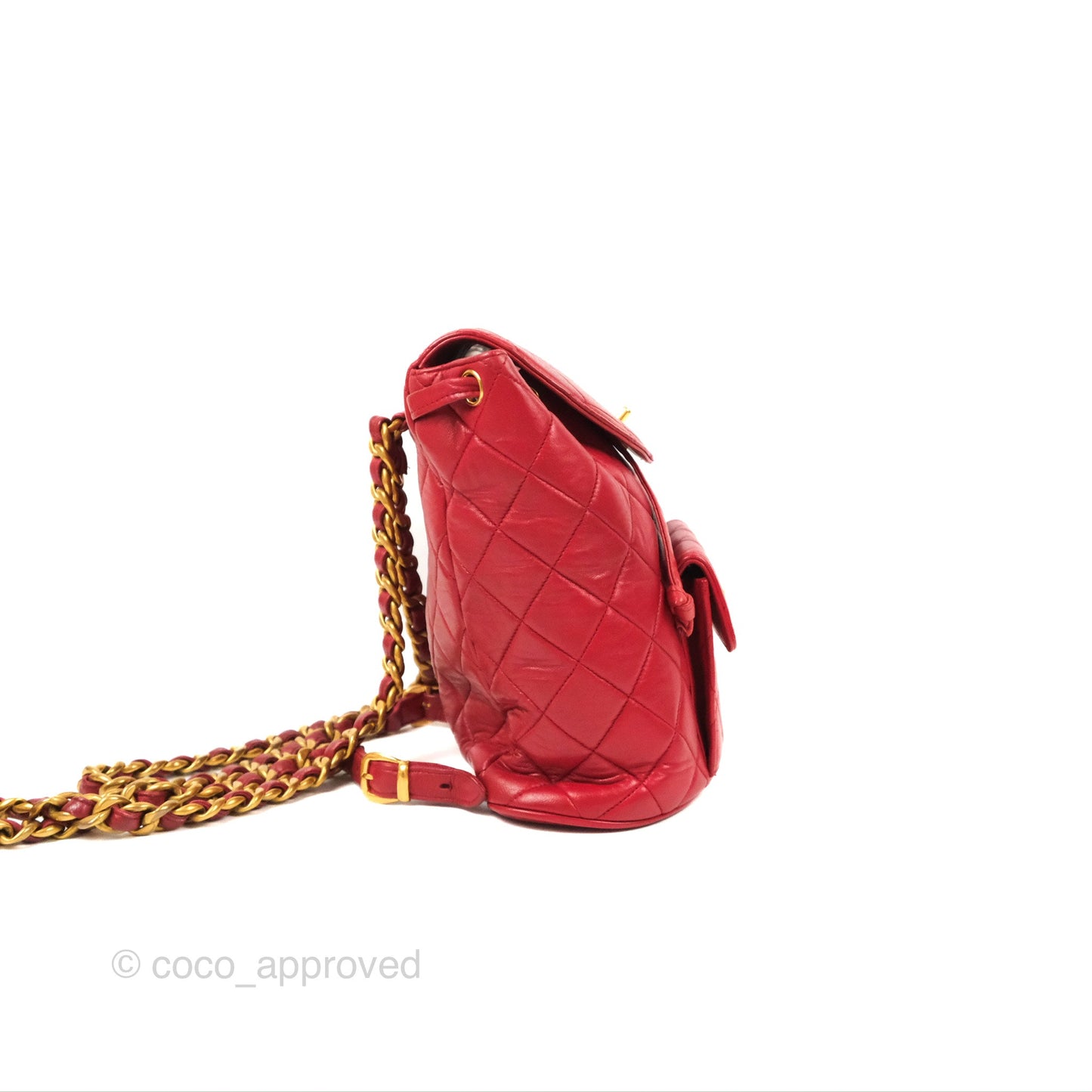 Chanel Vintage CC Duma Backpack Red Lambskin 24K Gold Hardware