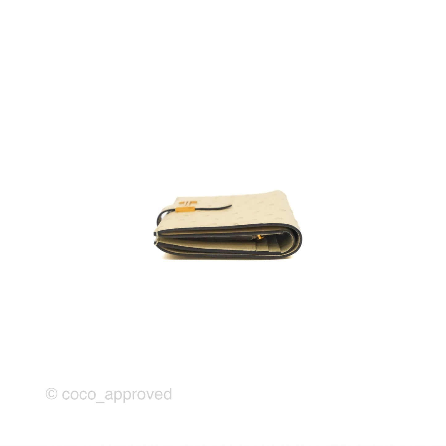 Hermes Bearn Compact Wallet Parchemin Autruche Gold Hardware