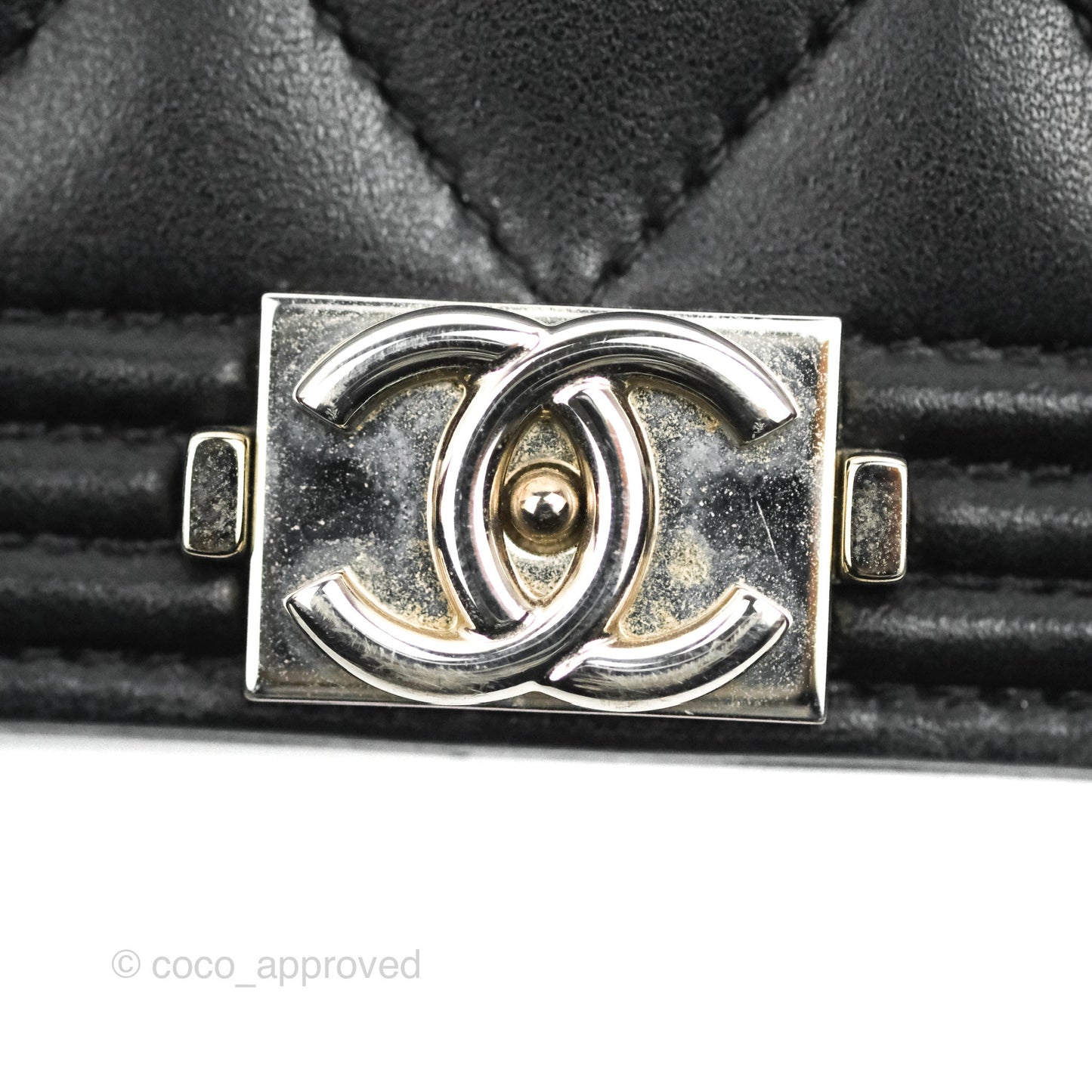 Chanel Quilted Boy Wallet on Chain WOC Black Lambskin Silver Hardware