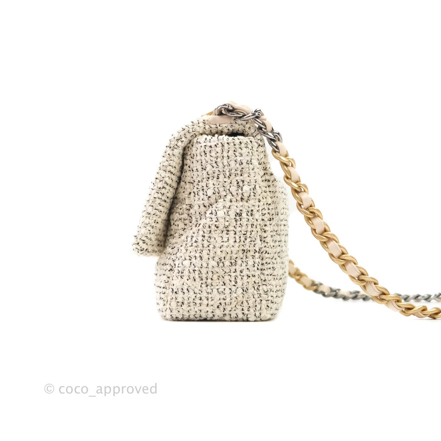 Chanel 19 Small Tweed Oreo Cream Mixed Hardware