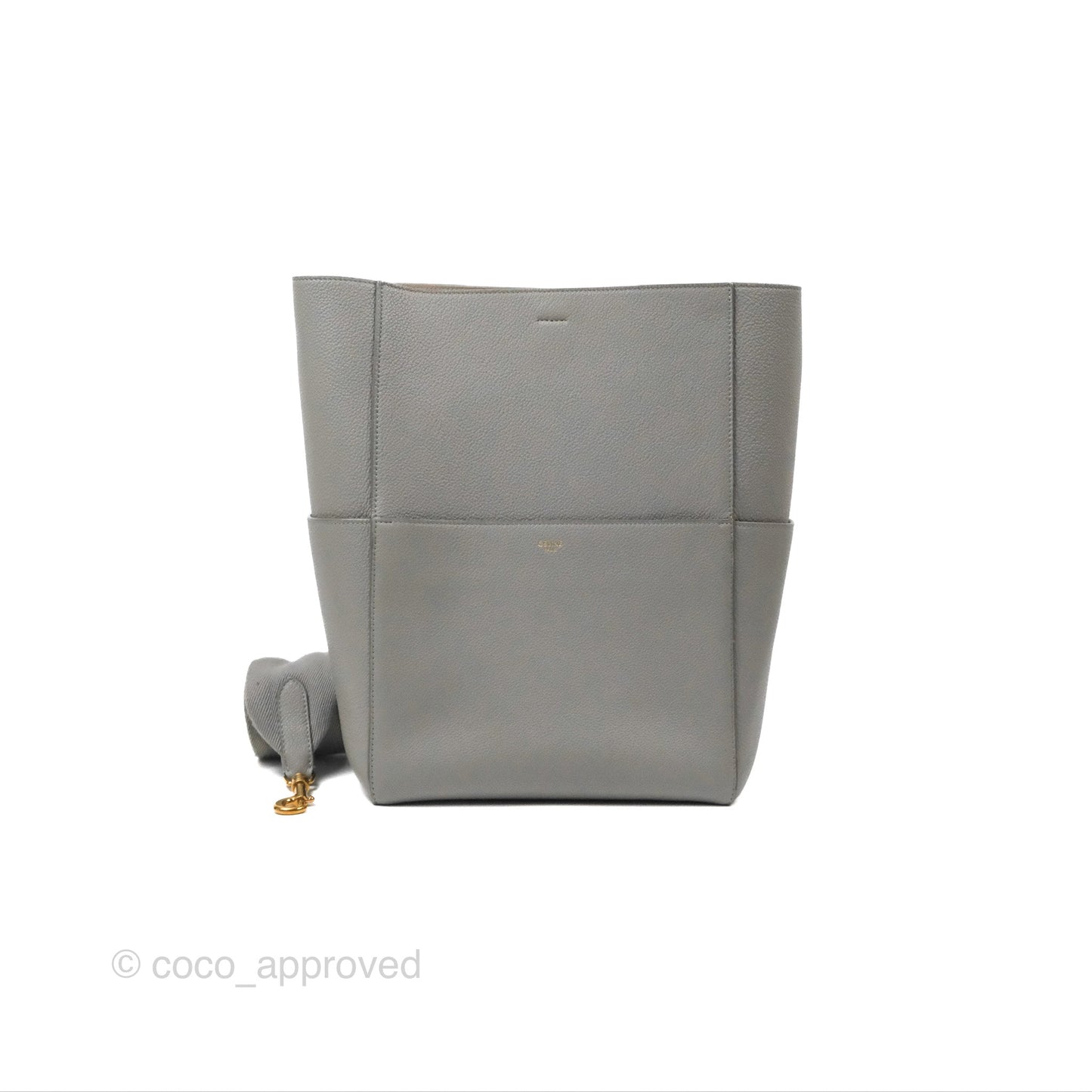 Celine Sangle Bucket Bag Grained Calfskin Grey