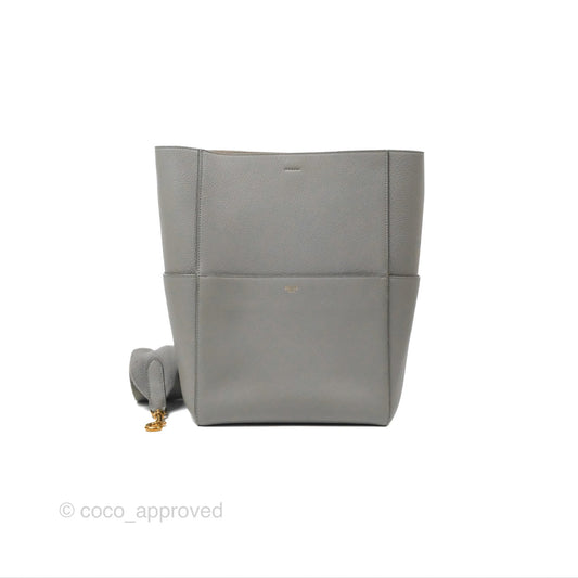 Celine Sangle Bucket Bag Grained Calfskin Grey
