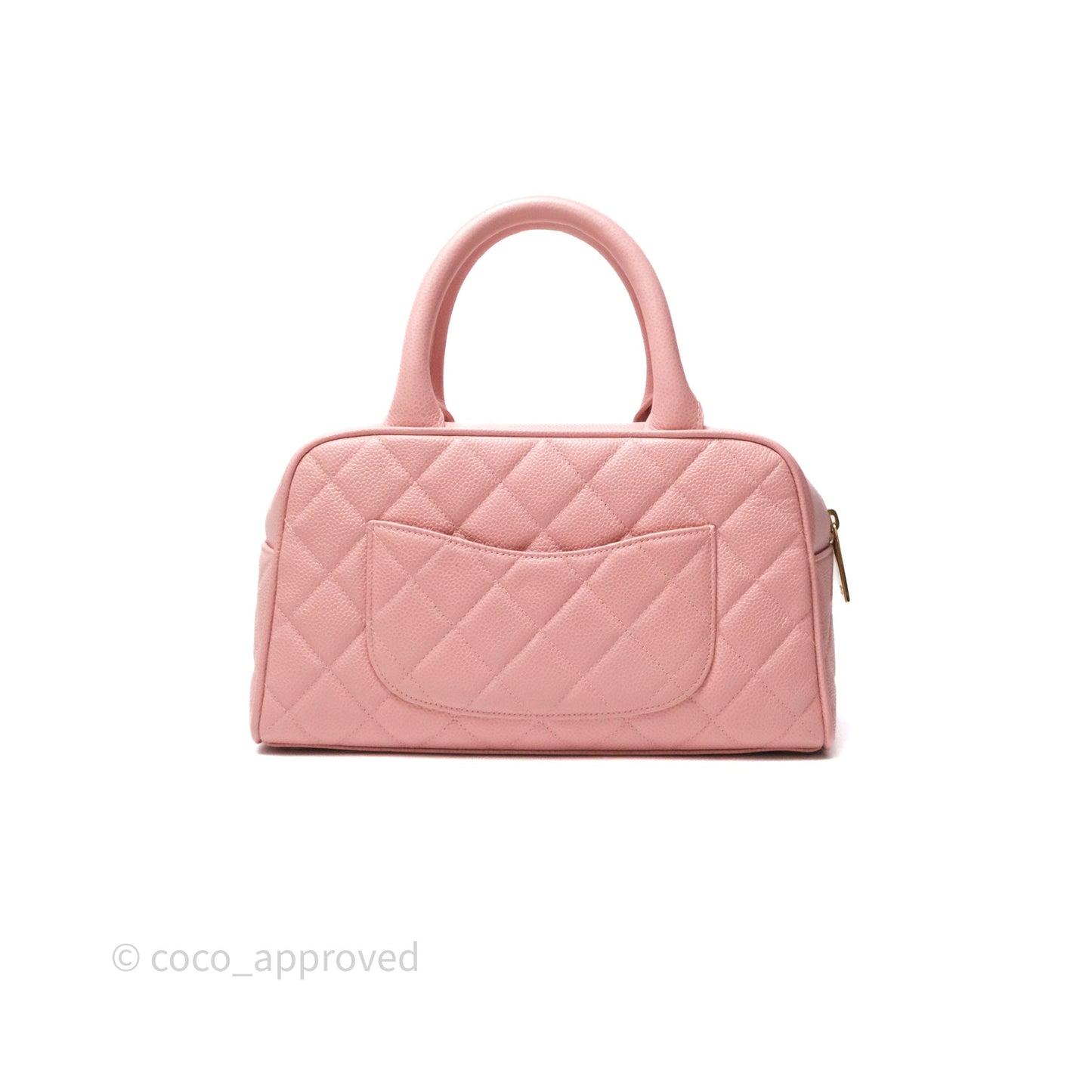 Chanel Vintage Mini CC Boston Bag Sakura Pink Caviar Gold Hardware