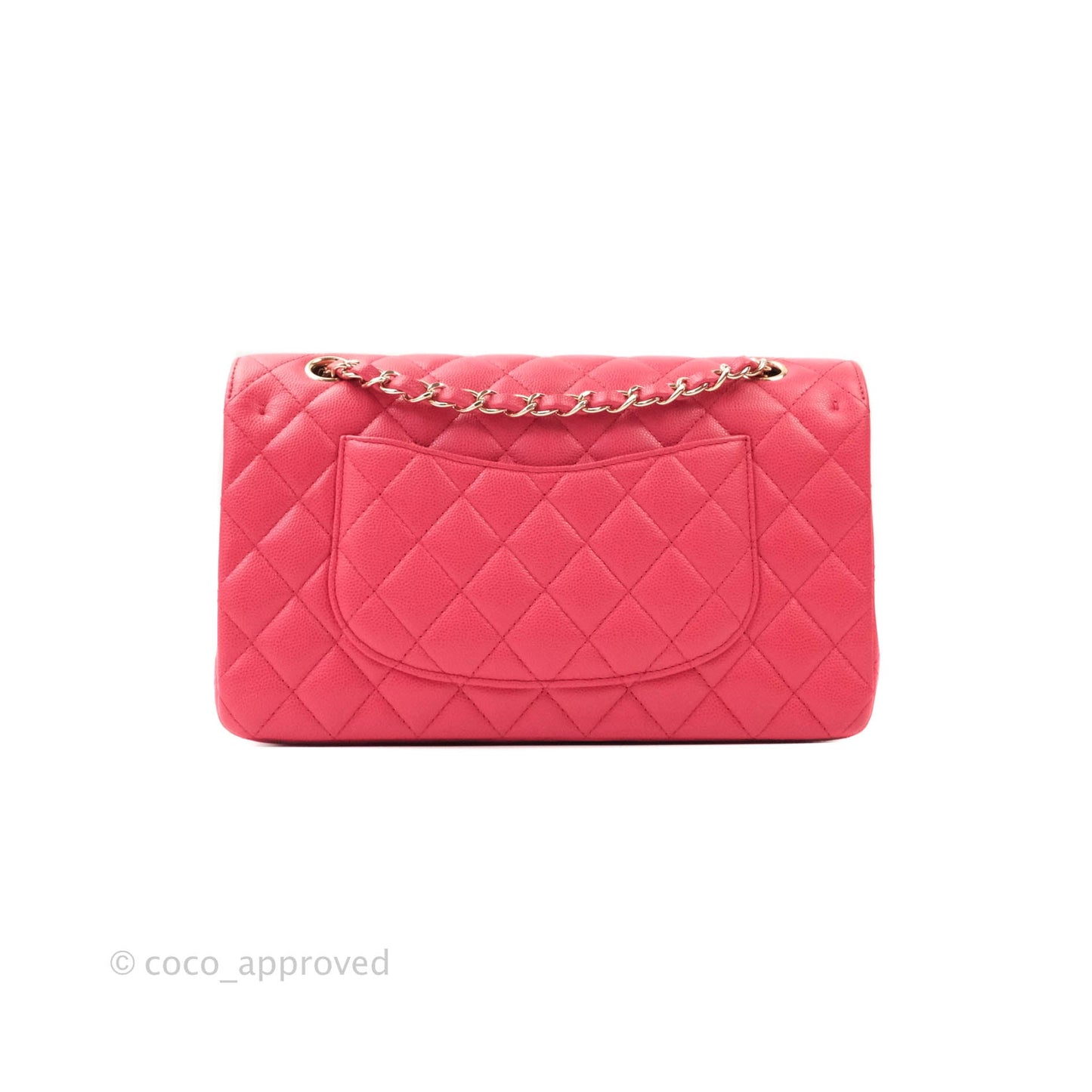 Chanel Classic M/L Medium Double Flap Dark Pink Caviar Gold Hardware