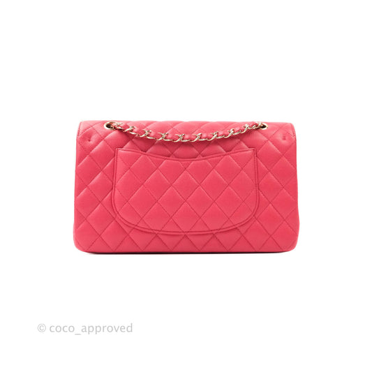 Chanel Classic M/L Medium Double Flap Dark Pink Caviar Gold Hardware